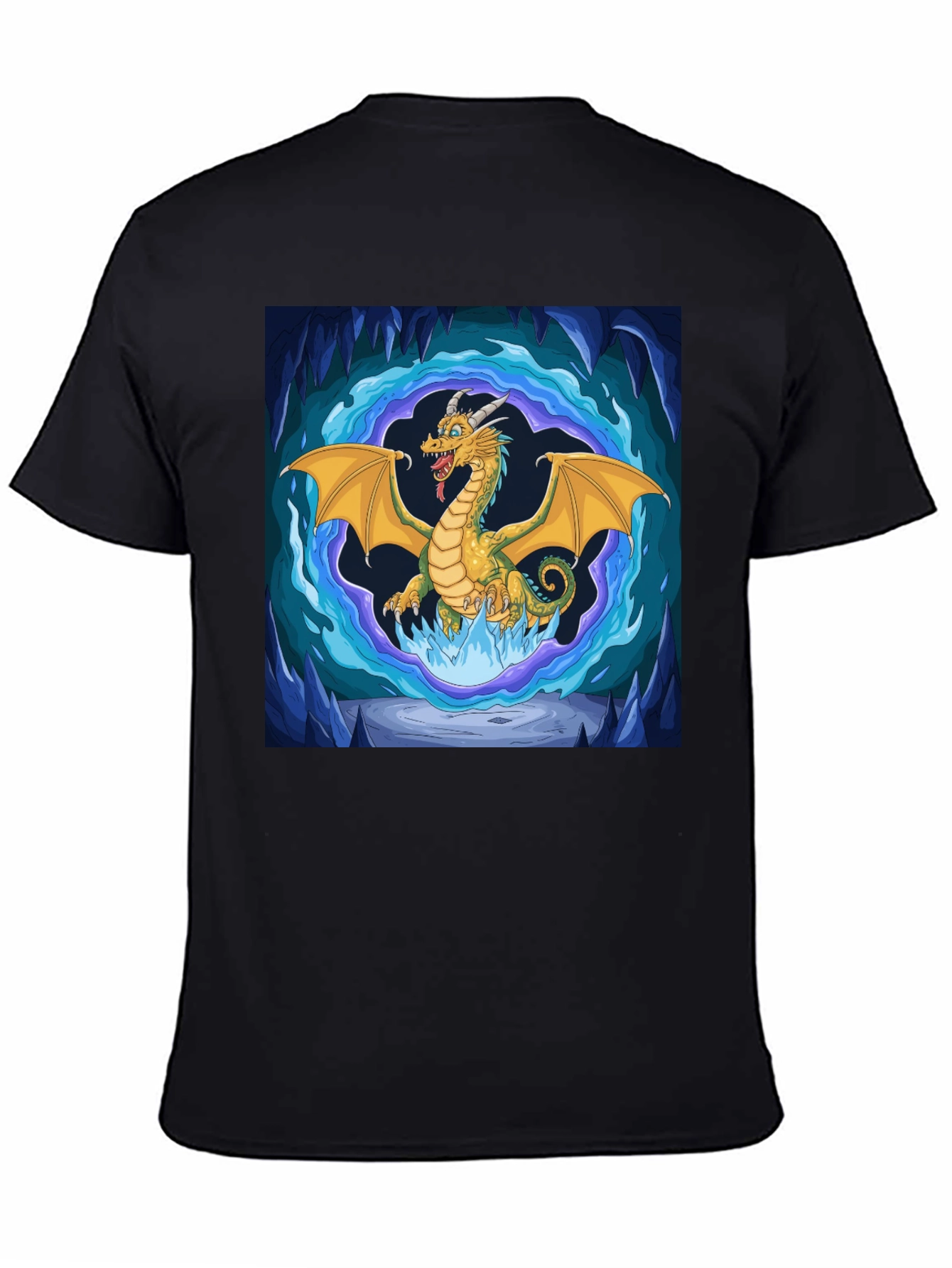 Black Dragon Graphic Tee - Fantasy Art Black T-Shirt view 4