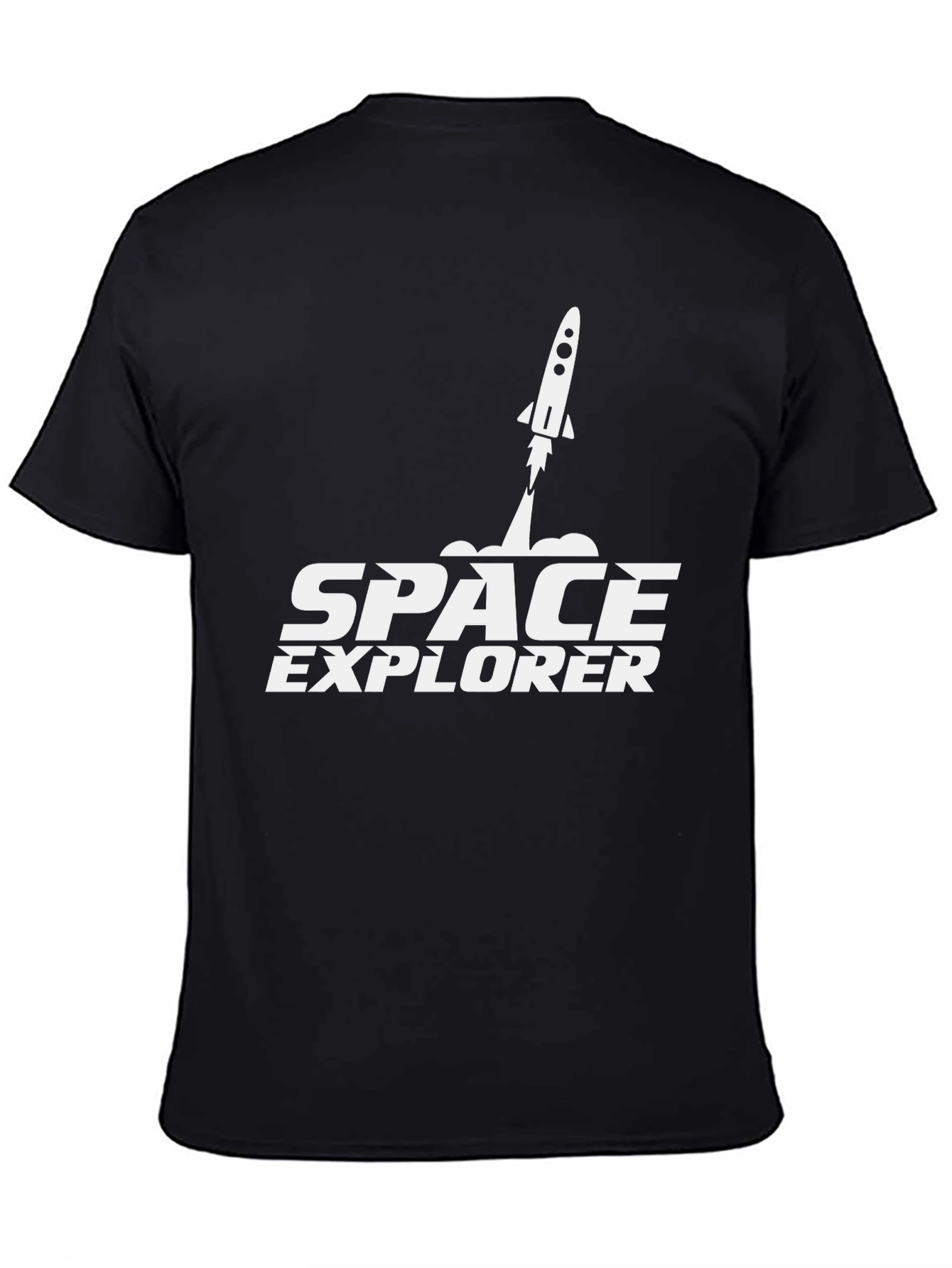 Black Space Explorer Black T-Shirt Rocket Design view 4