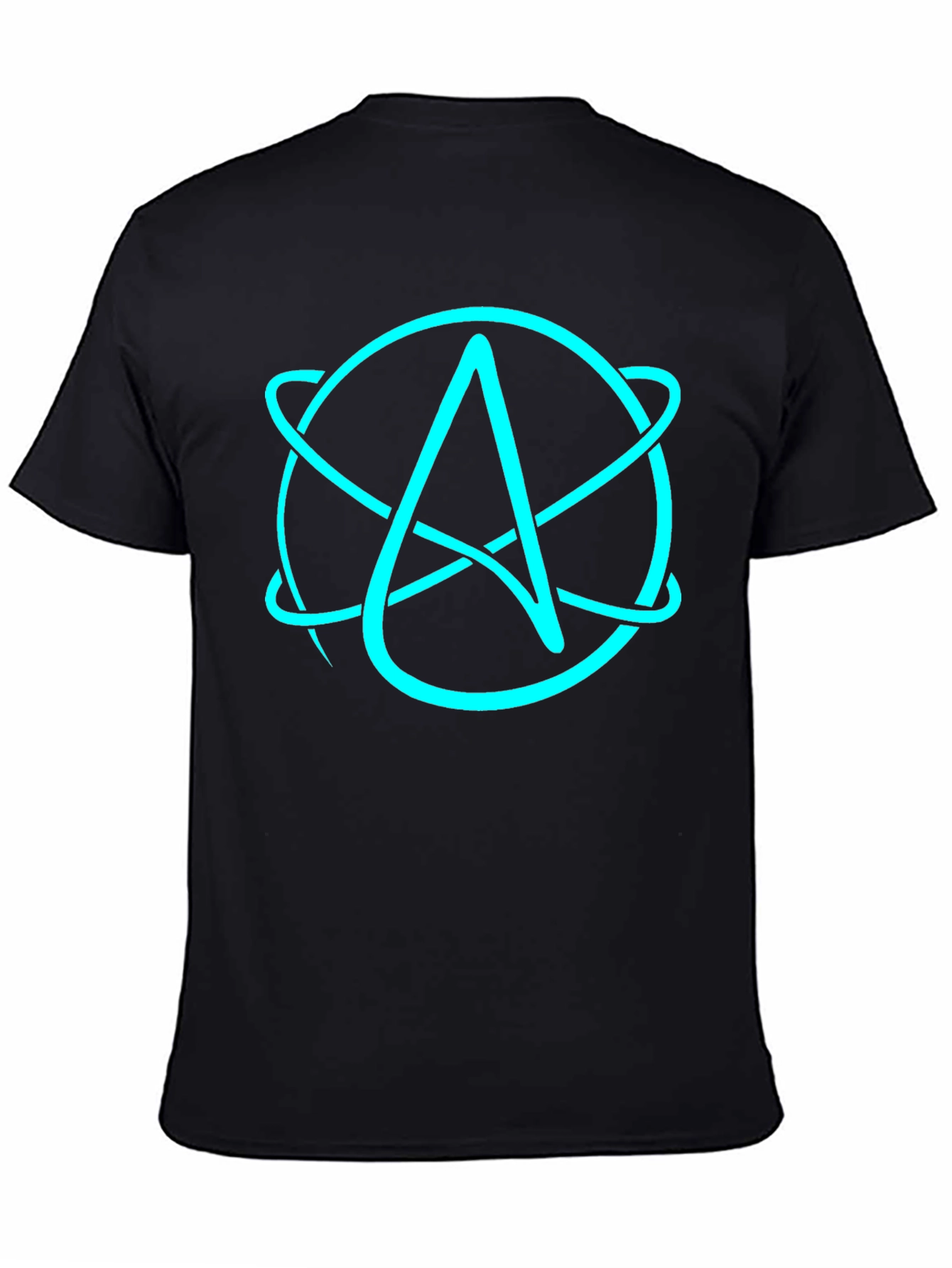 Black Atheist Atom Symbol Black T-Shirt view 4