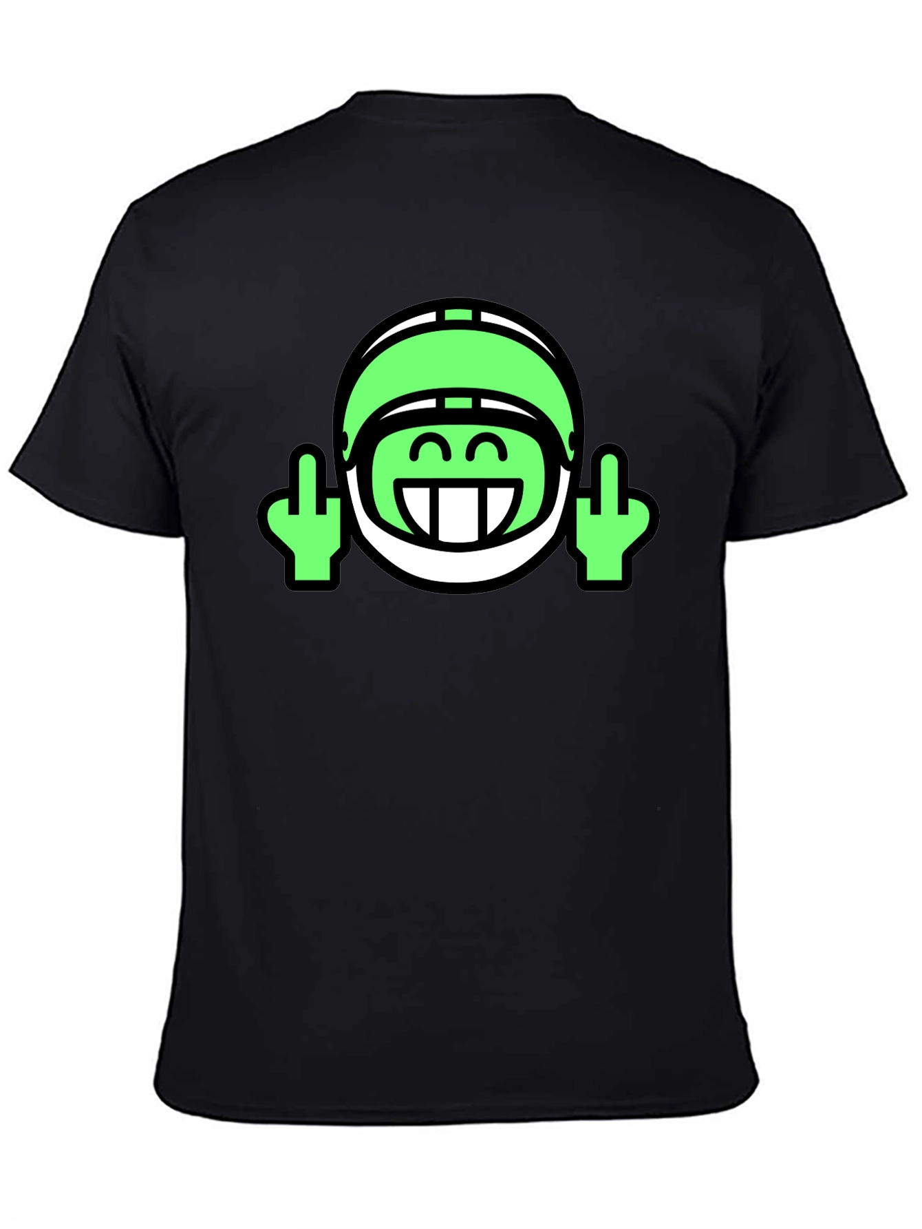 Black Black T-Shirt with Football Helmet Emoji Design view 4