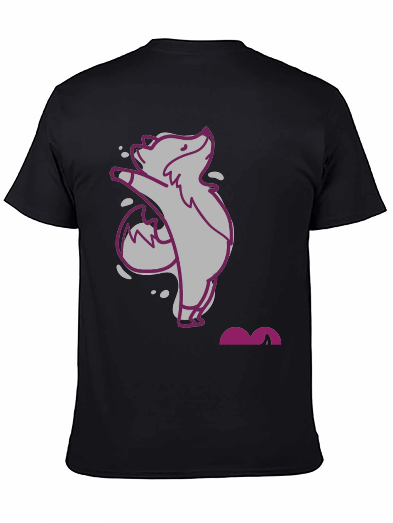 Black Cute Cartoon Fox Graphic Tee - Unisex view 4