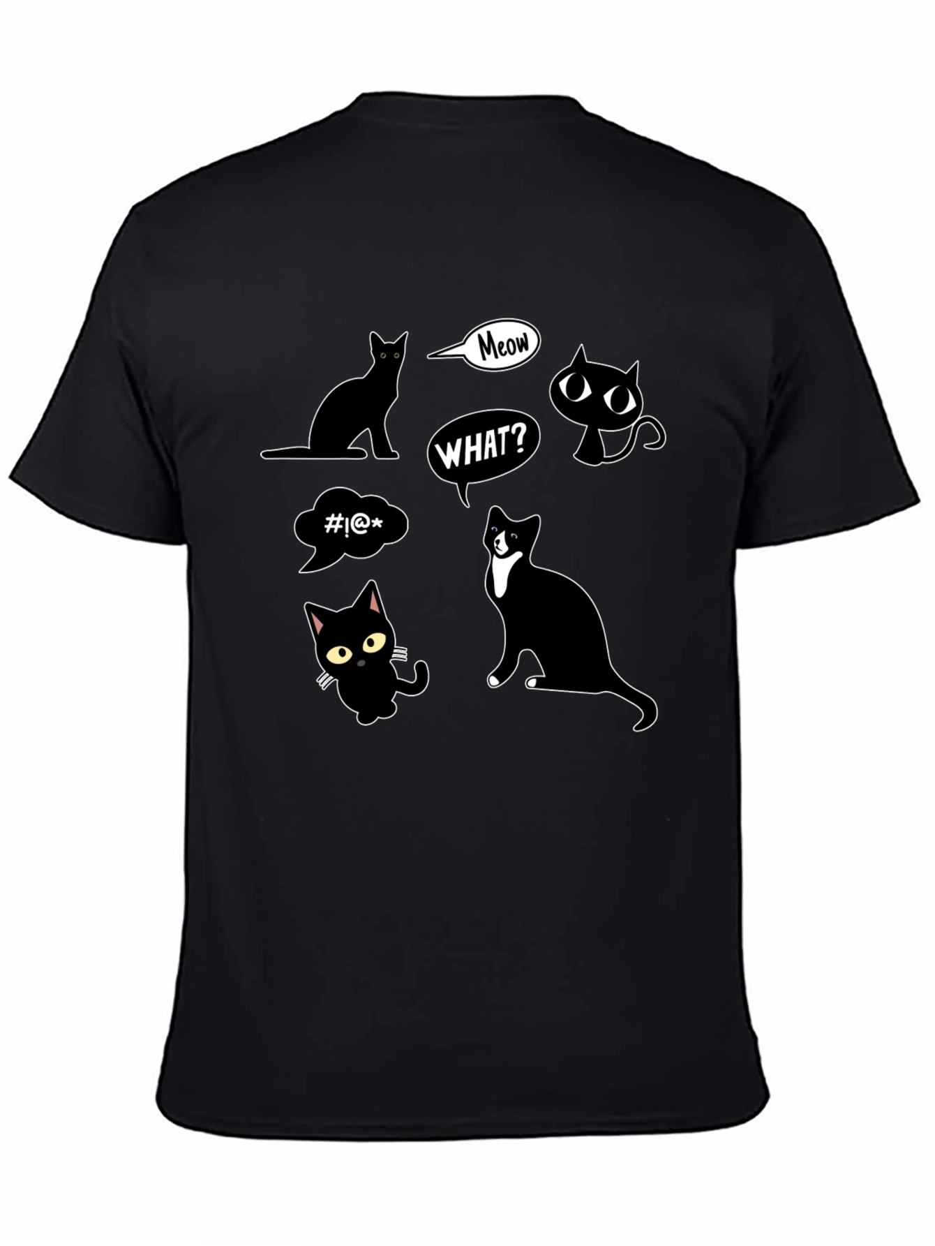 Black Funny Cats Graphic Black T-Shirt view 4