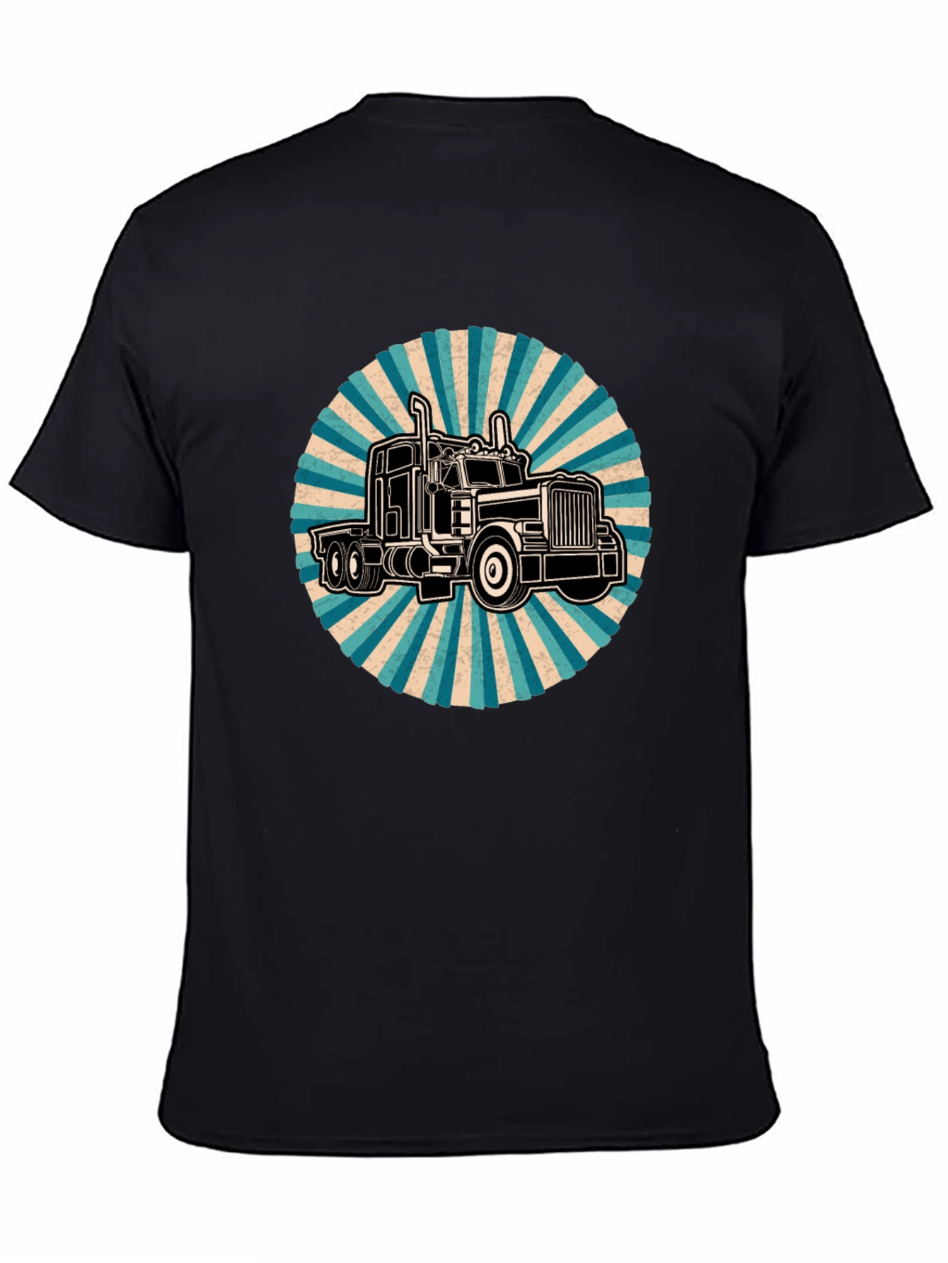 Black Trucker Tee - Retro Style Black T-Shirt view 4