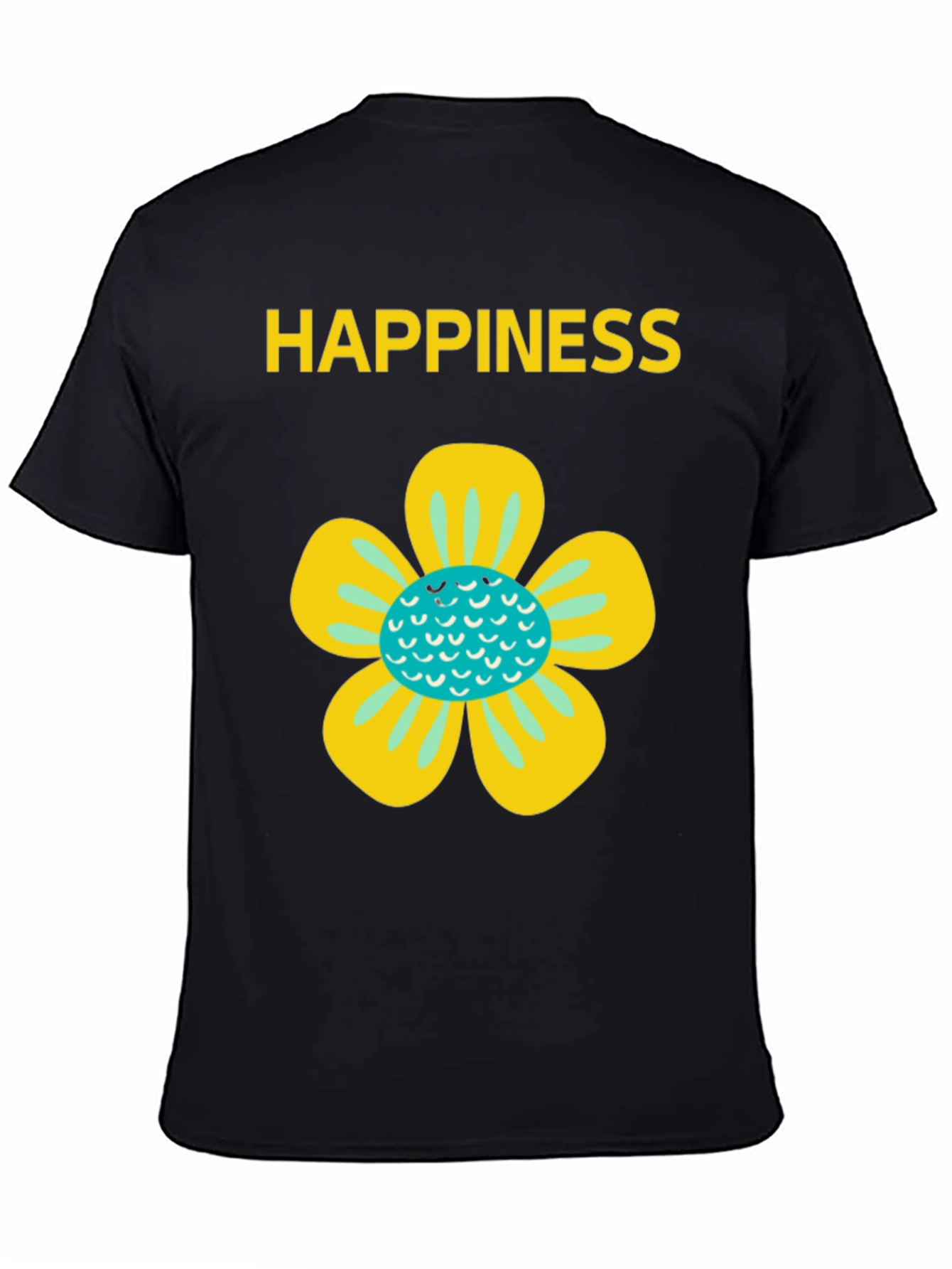 Black Happiness Floral Graphic Tee - Black Cotton Blend view 4