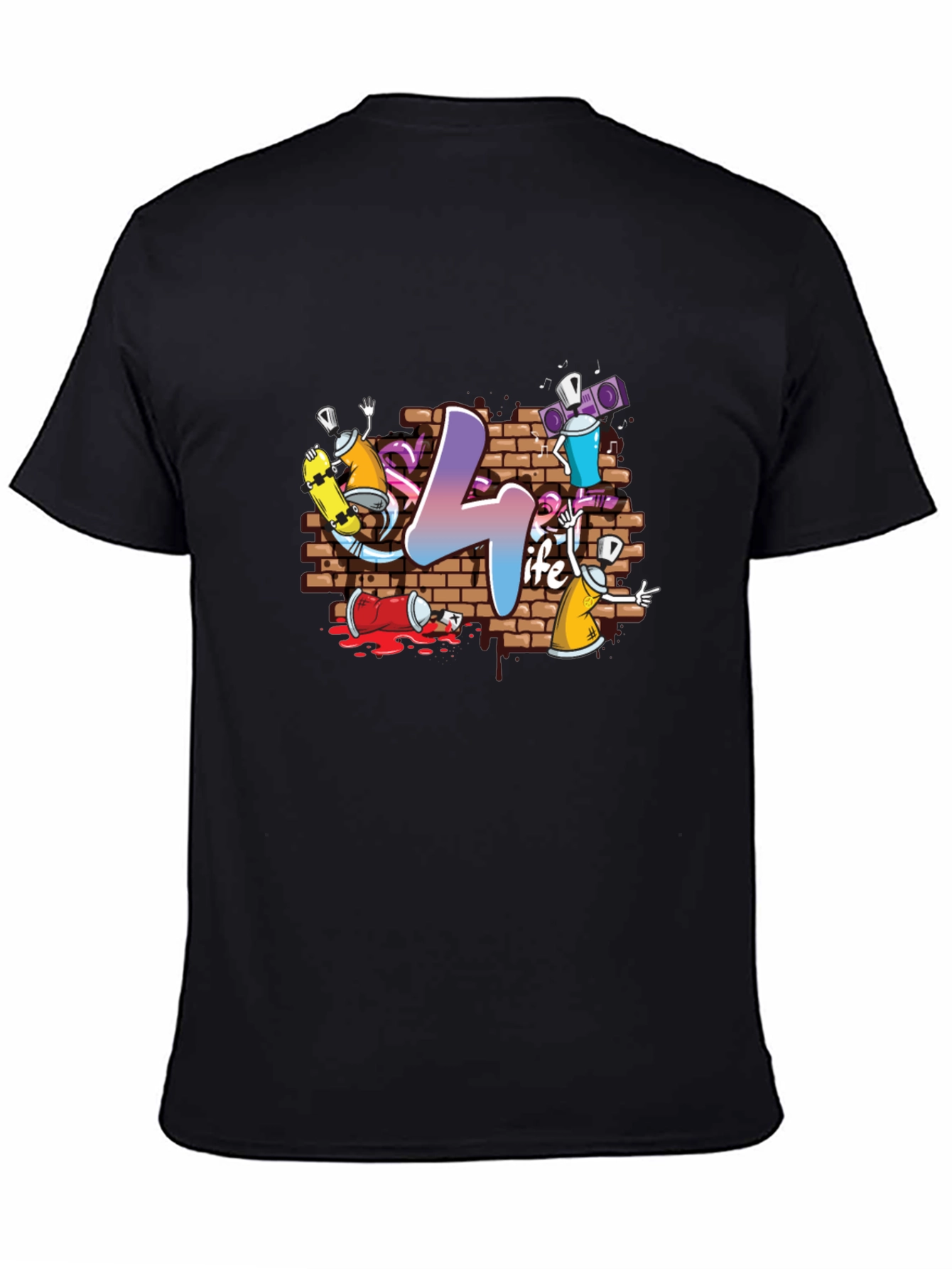 Black Graffiti Art T-Shirt - 4 Life Urban Style Tee view 4
