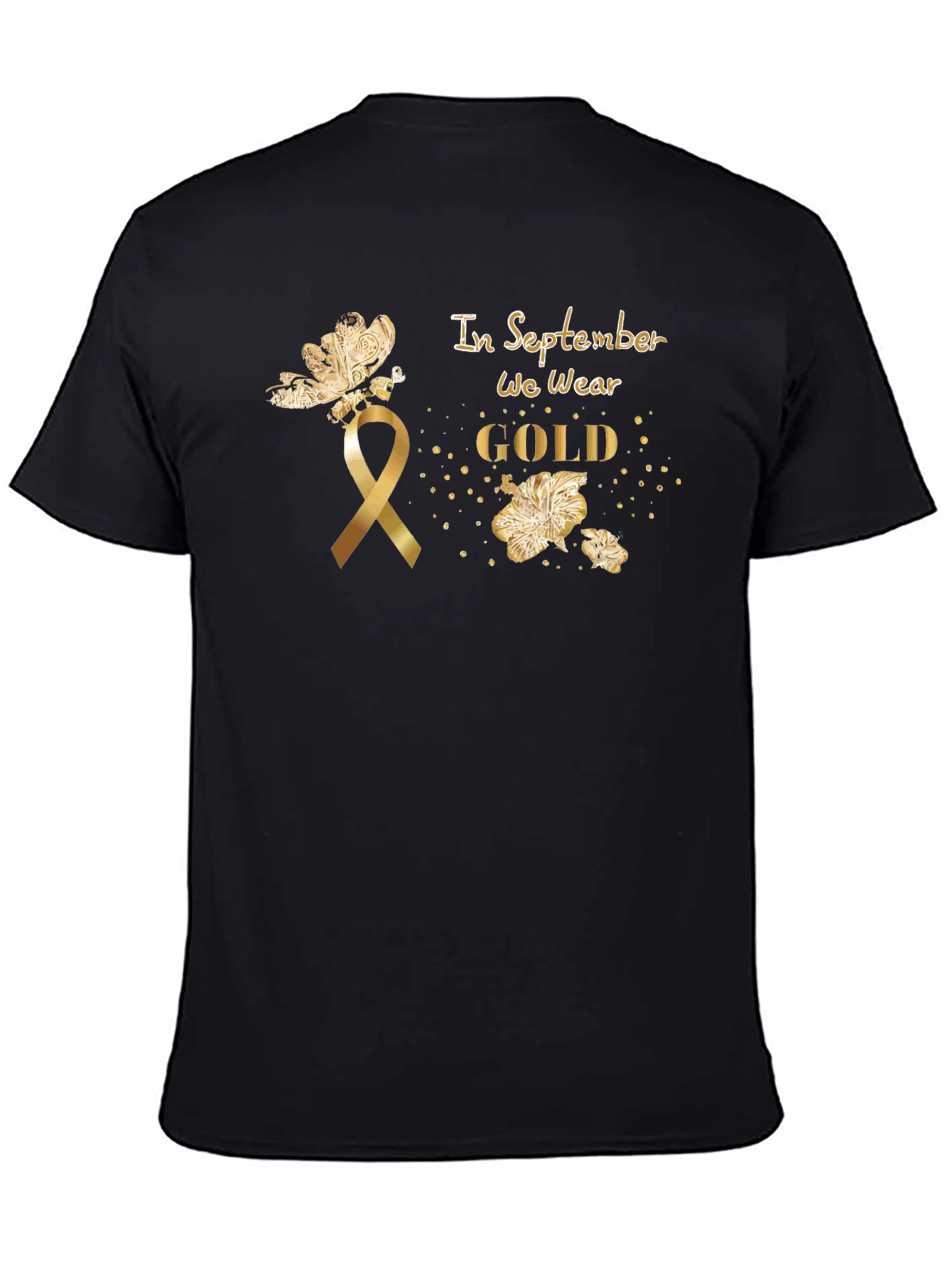 Black In September We Wear Gold Awareness T-Shirt view 4