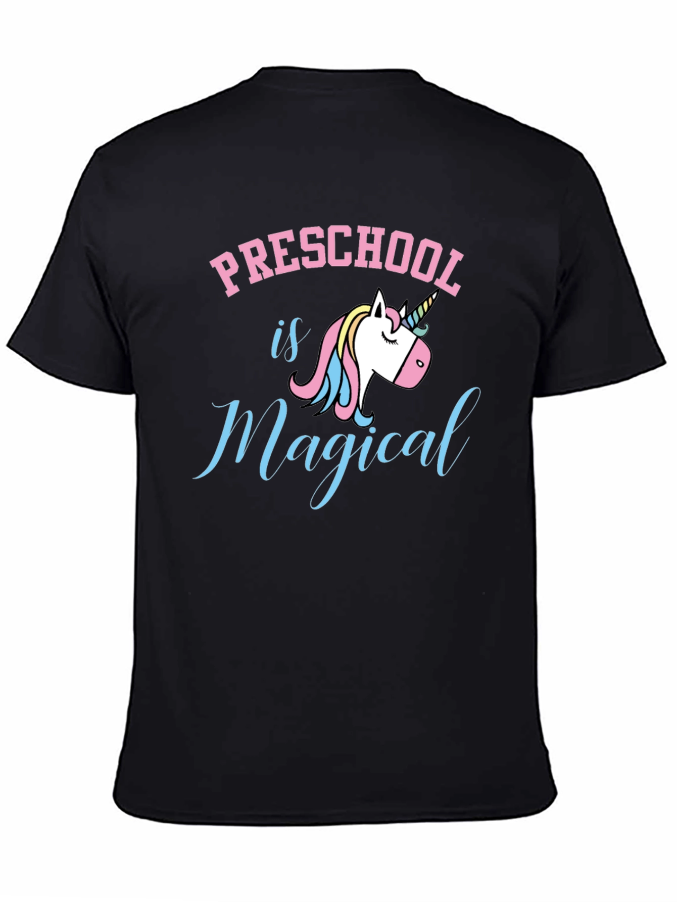 Black Preschool is Magical Unicorn Graphic Tee - Black view 4