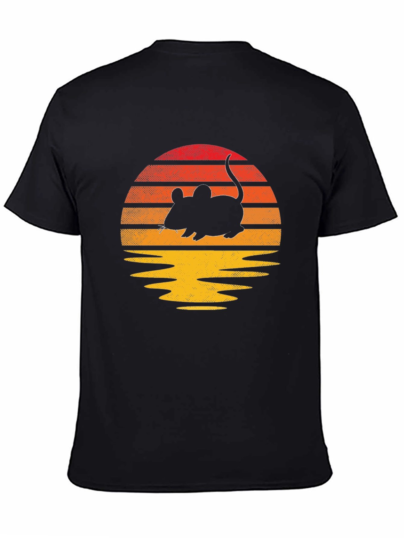 Black Retro Mouse Sunset Graphic Tee view 4