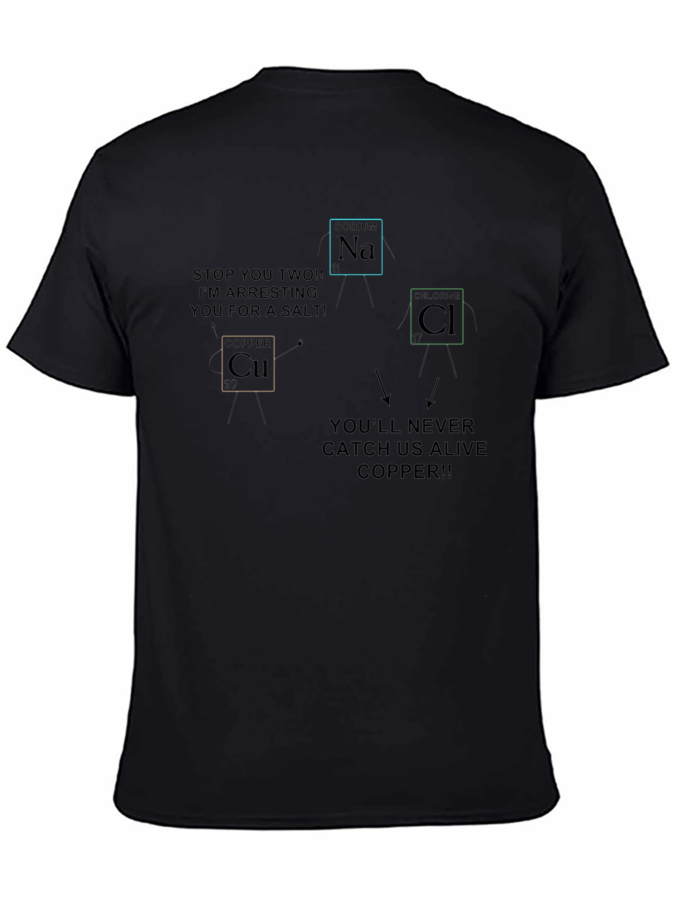 Black Funny Chemistry Pun T-Shirt - Salt Arrest! view 4