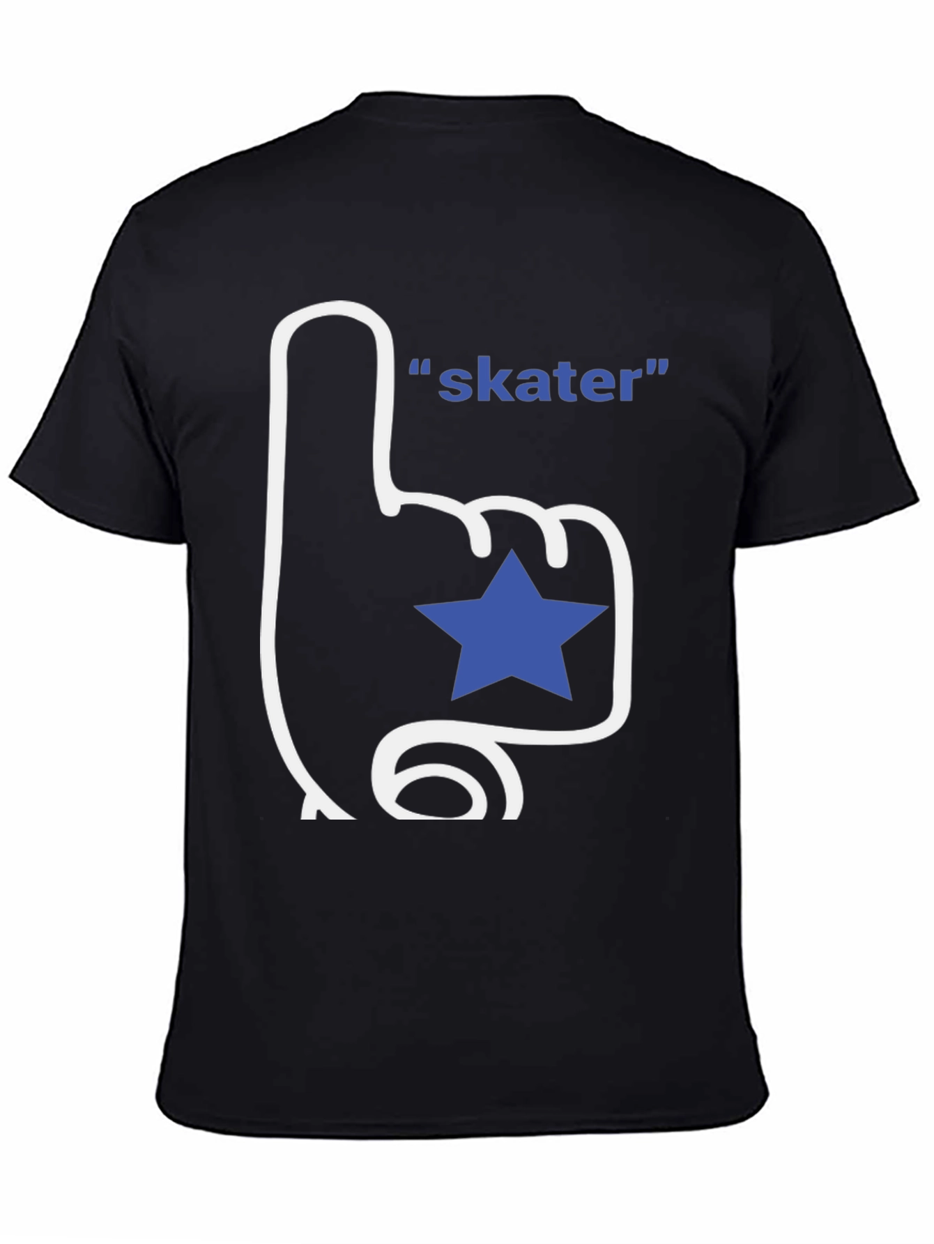 Black Skater T-Shirt - Fan Finger with Star view 4