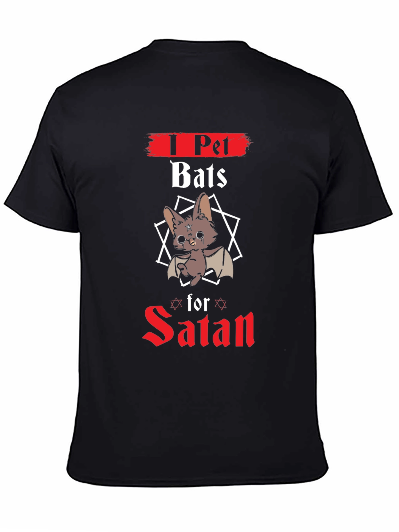 Black I Pet Bats for Satan Graphic Tee view 4