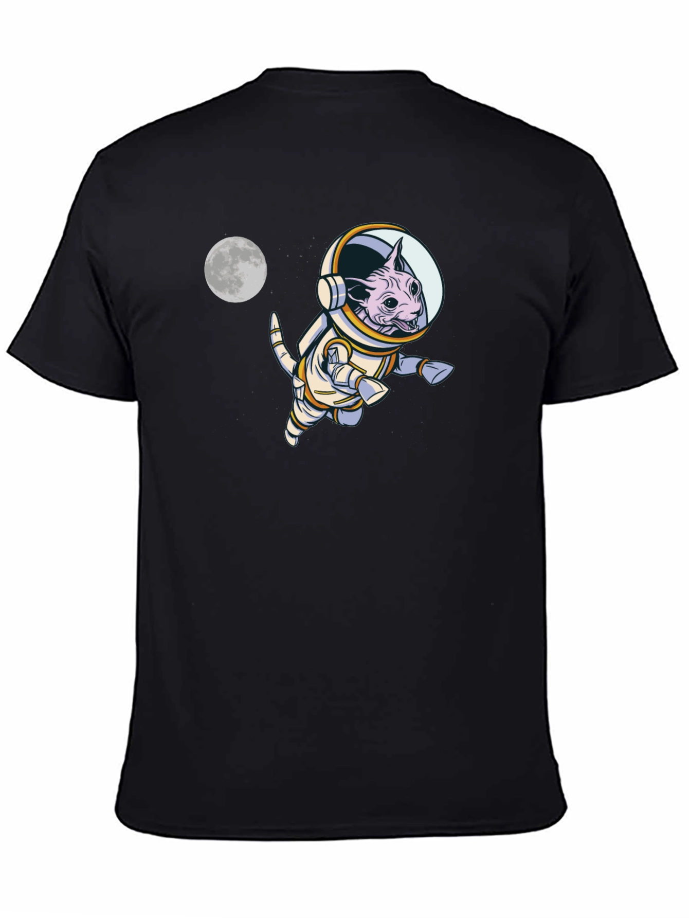 Black Astronaut Cat T-Shirt - Space Kitty Tee view 4