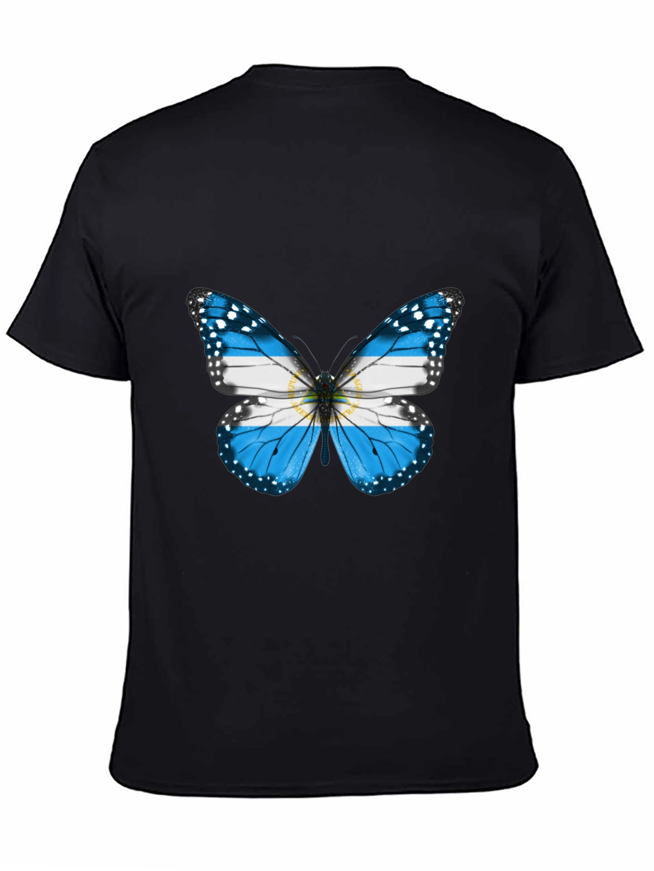 Black Argentina Butterfly T-Shirt - Black Cotton Tee view 4