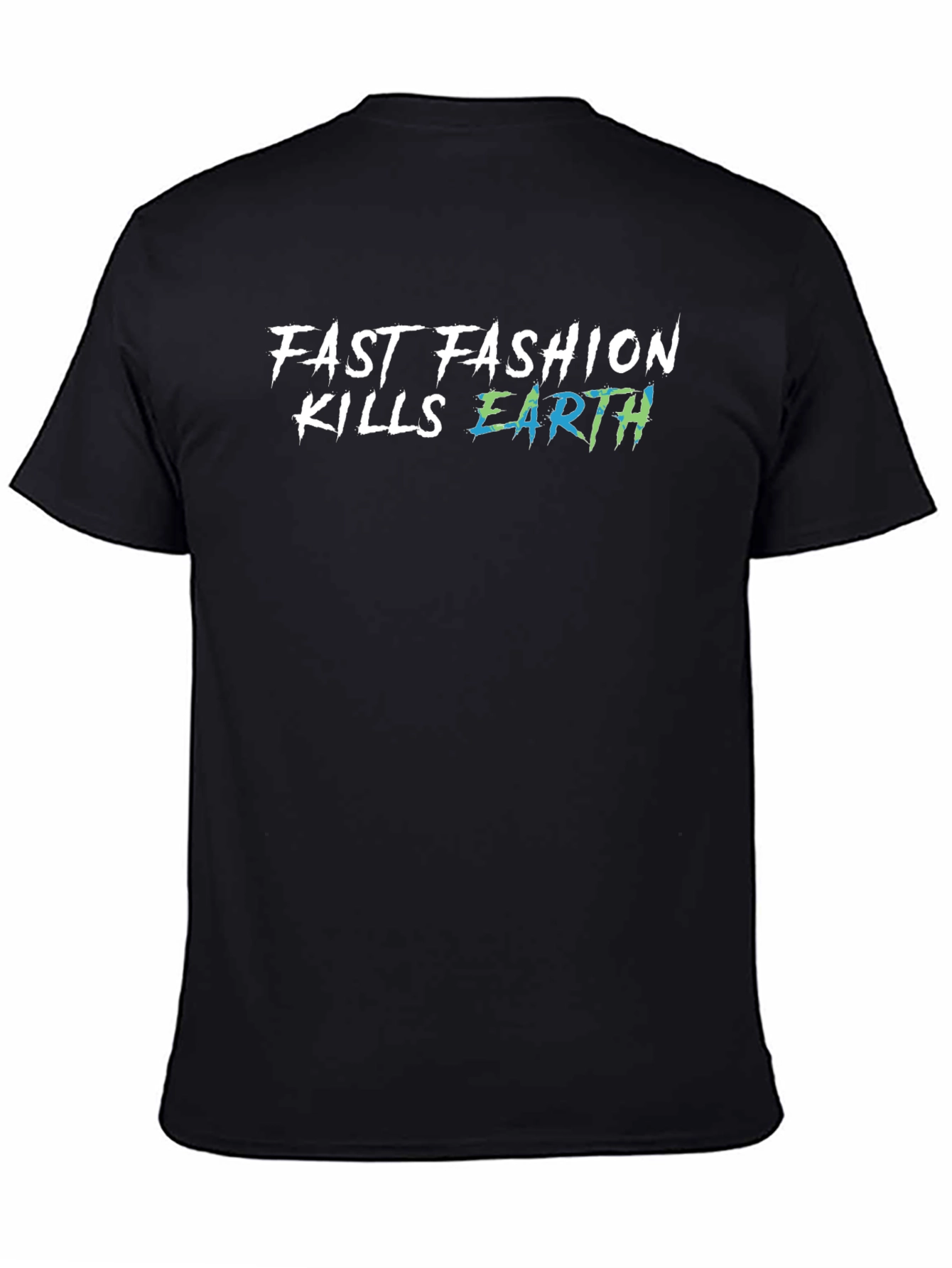 Black Fast Fashion Kills Earth Graphic T-Shirt view 4
