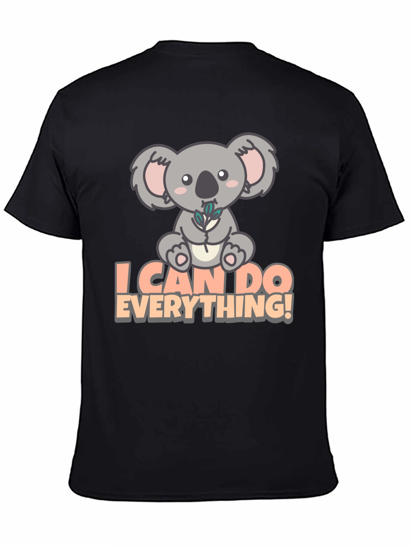 Black Koala I Can Do Everything! Black T-Shirt view 4