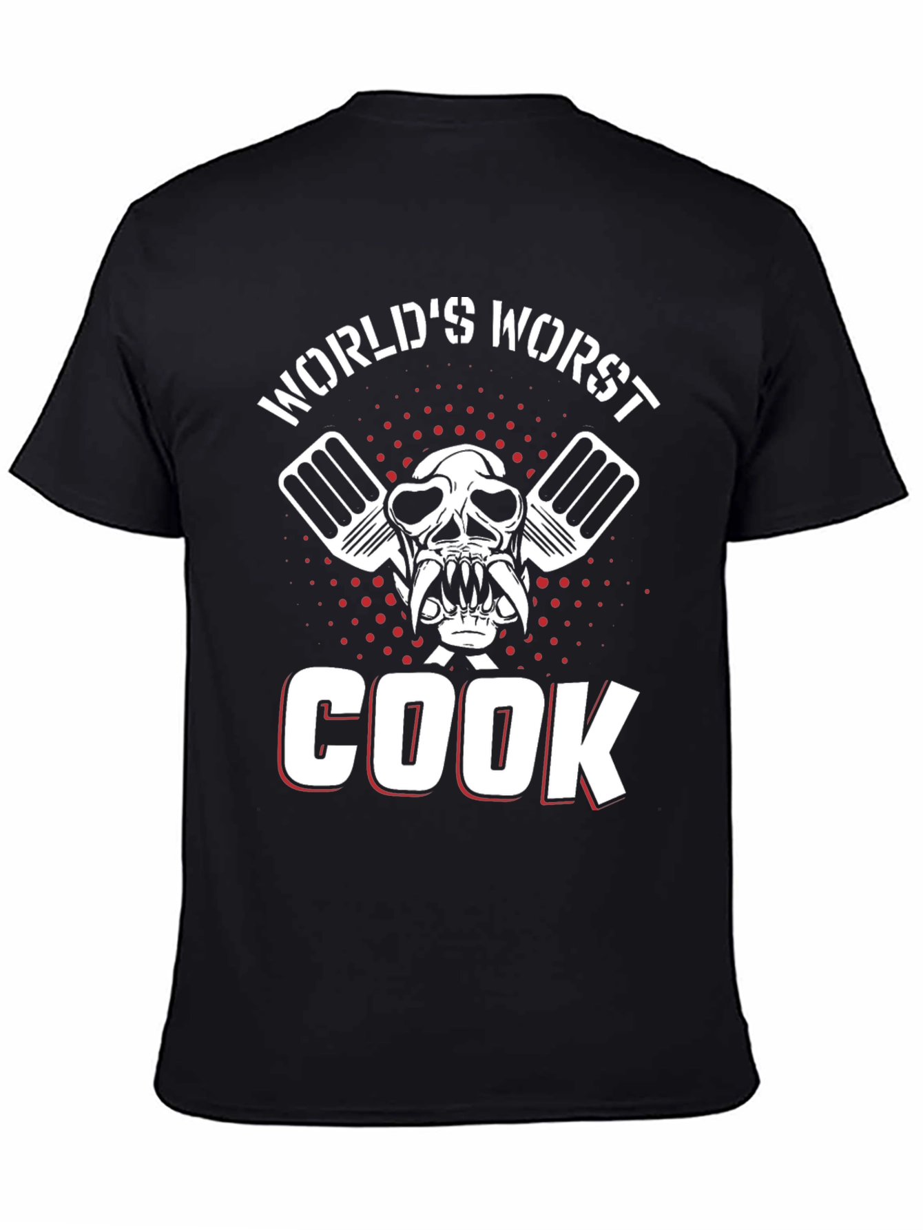 Black World's Worst Cook Skull Graphic T-Shirt view 4