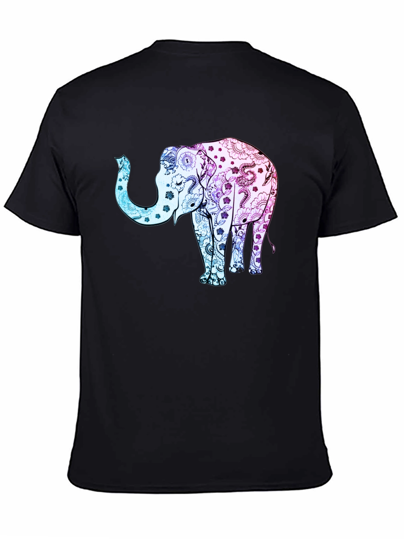 Elephant Print Black T-Shirt - 4