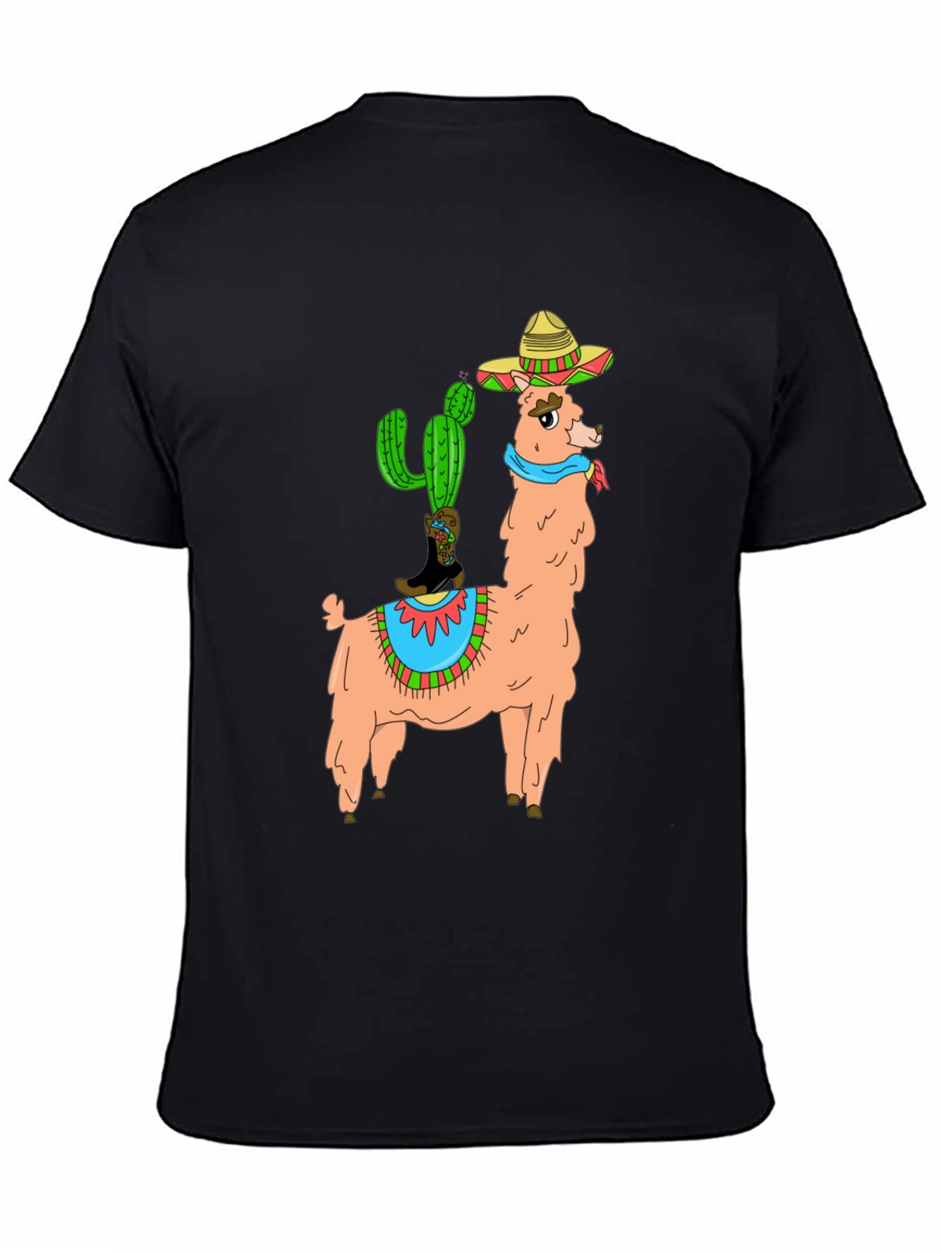 Black Llama Cactus Graphic Tee - Stylish Novelty T-Shirt view 4