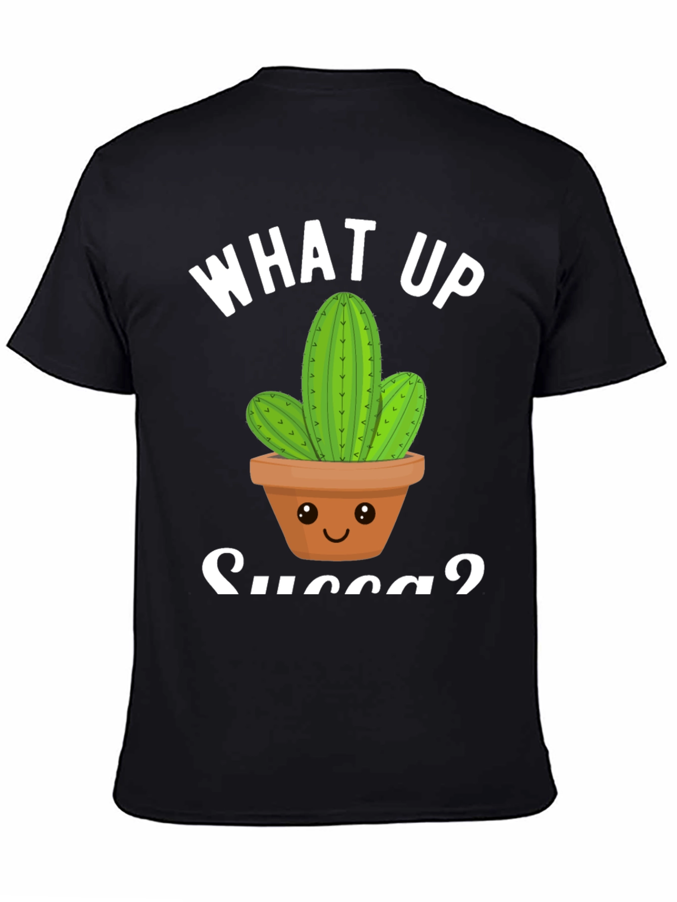 Black What Up Succa? Cactus Graphic T-Shirt view 4