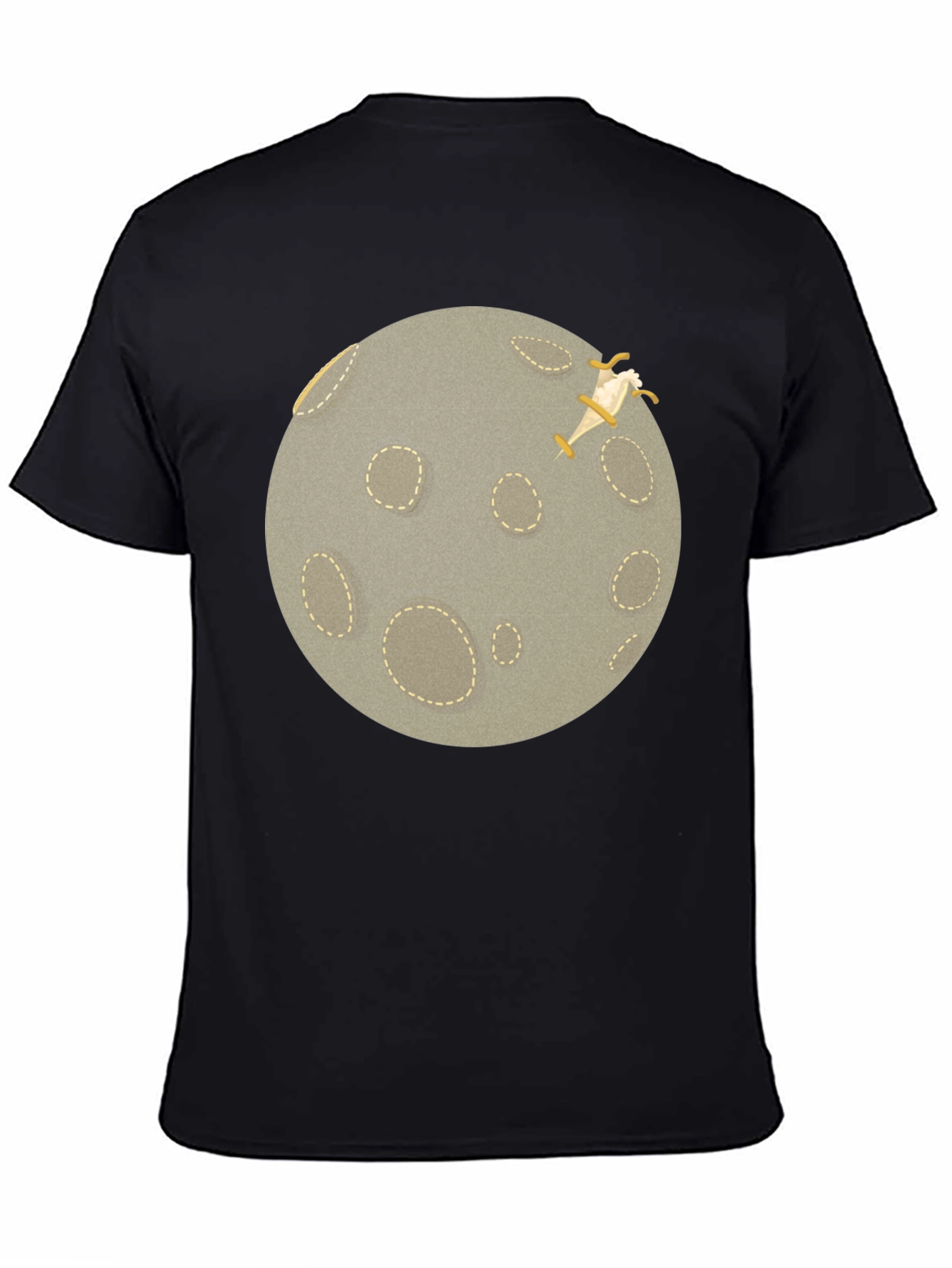 Black Moon Landing Graphic T-Shirt - Black Crew Neck view 4