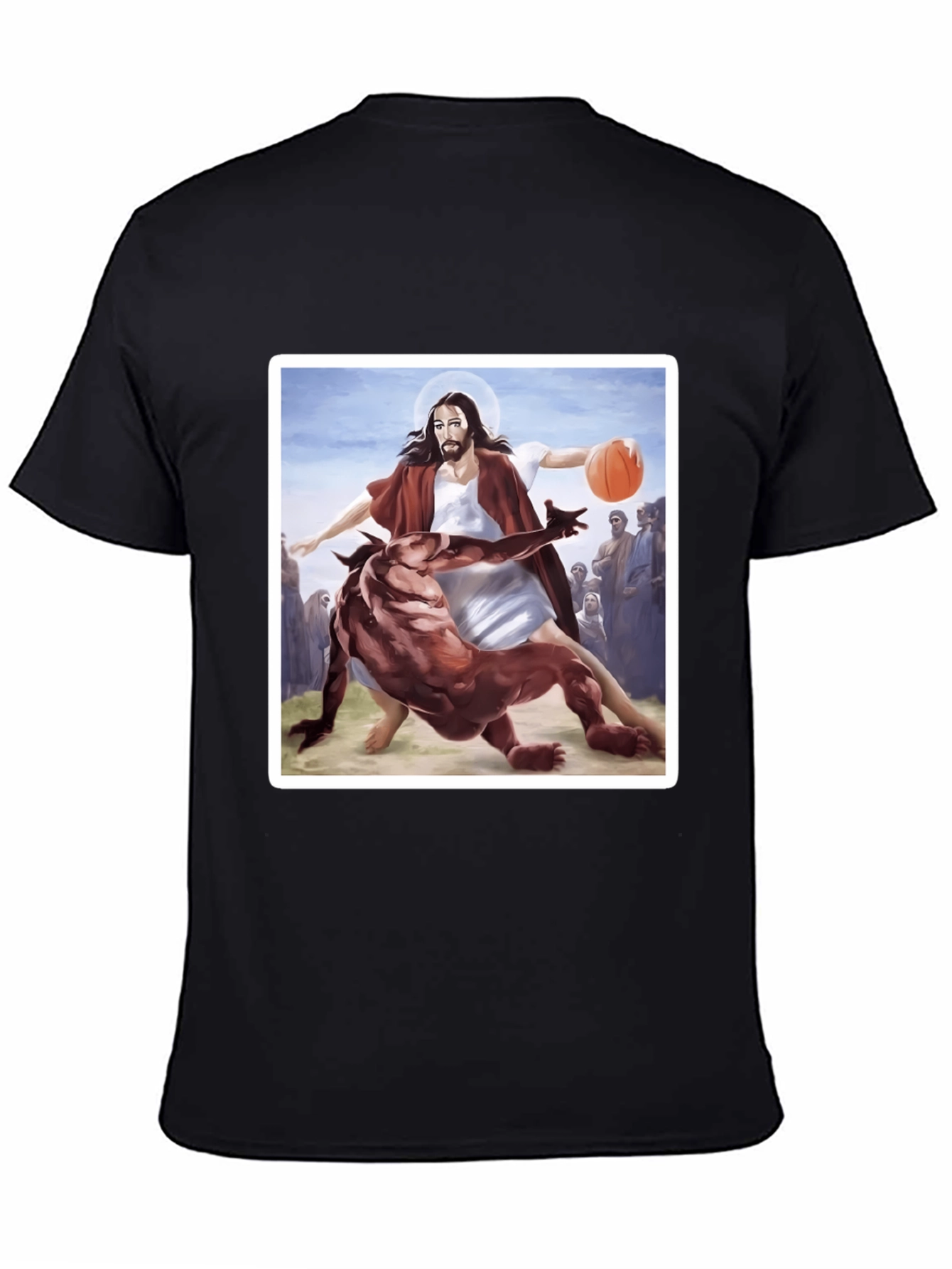 Black Jesus Basketball Graphic Tee - Black Cotton Blend view 4