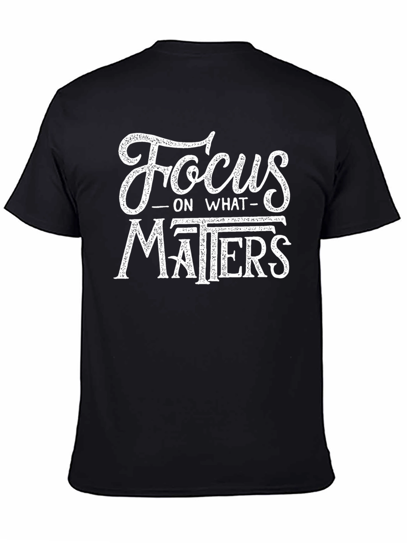 Black Focus on What Matters T-Shirt - Black Cotton Tee view 4