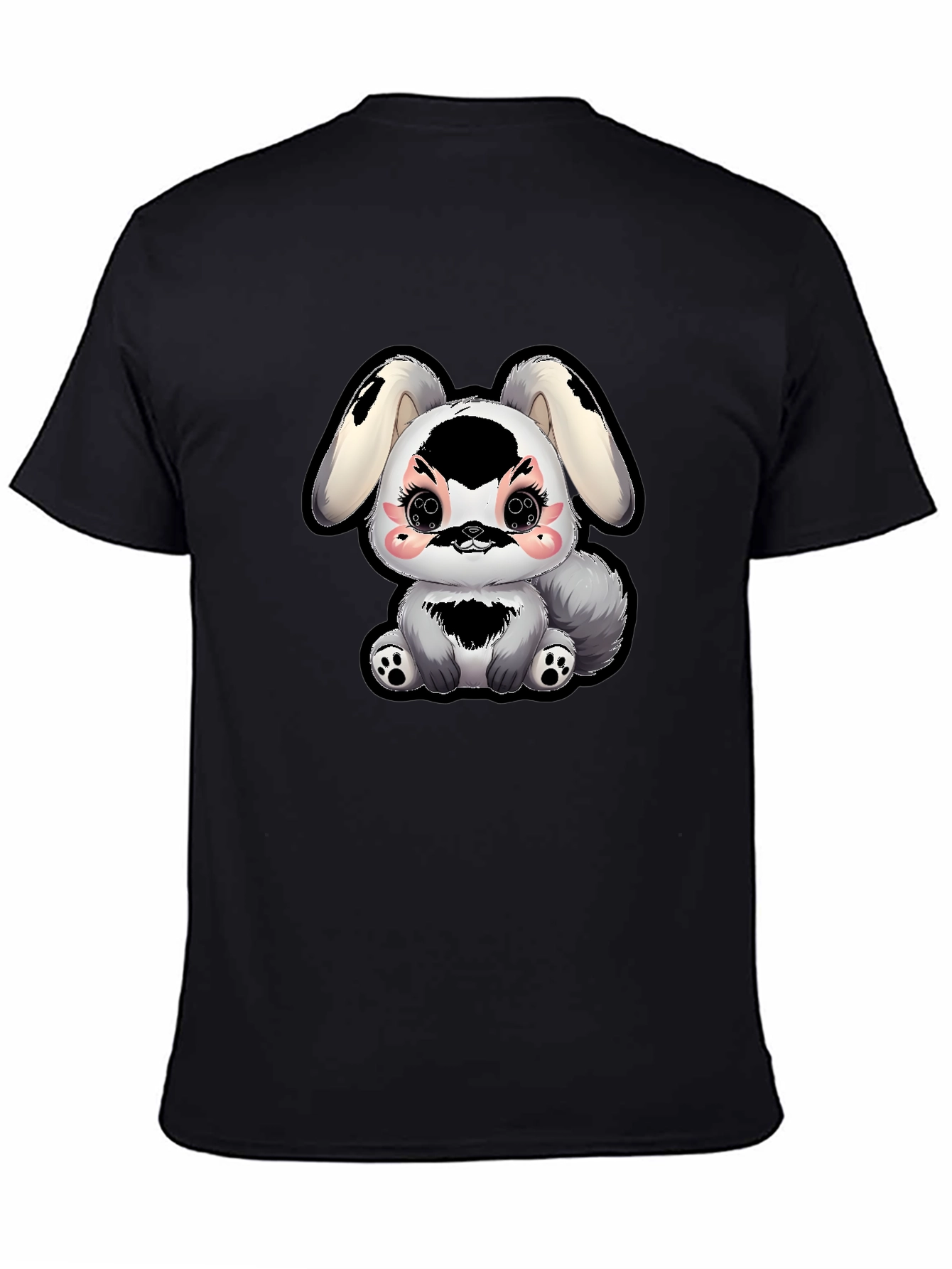 Black Cute Kawaii Bunny T-Shirt - Black view 4