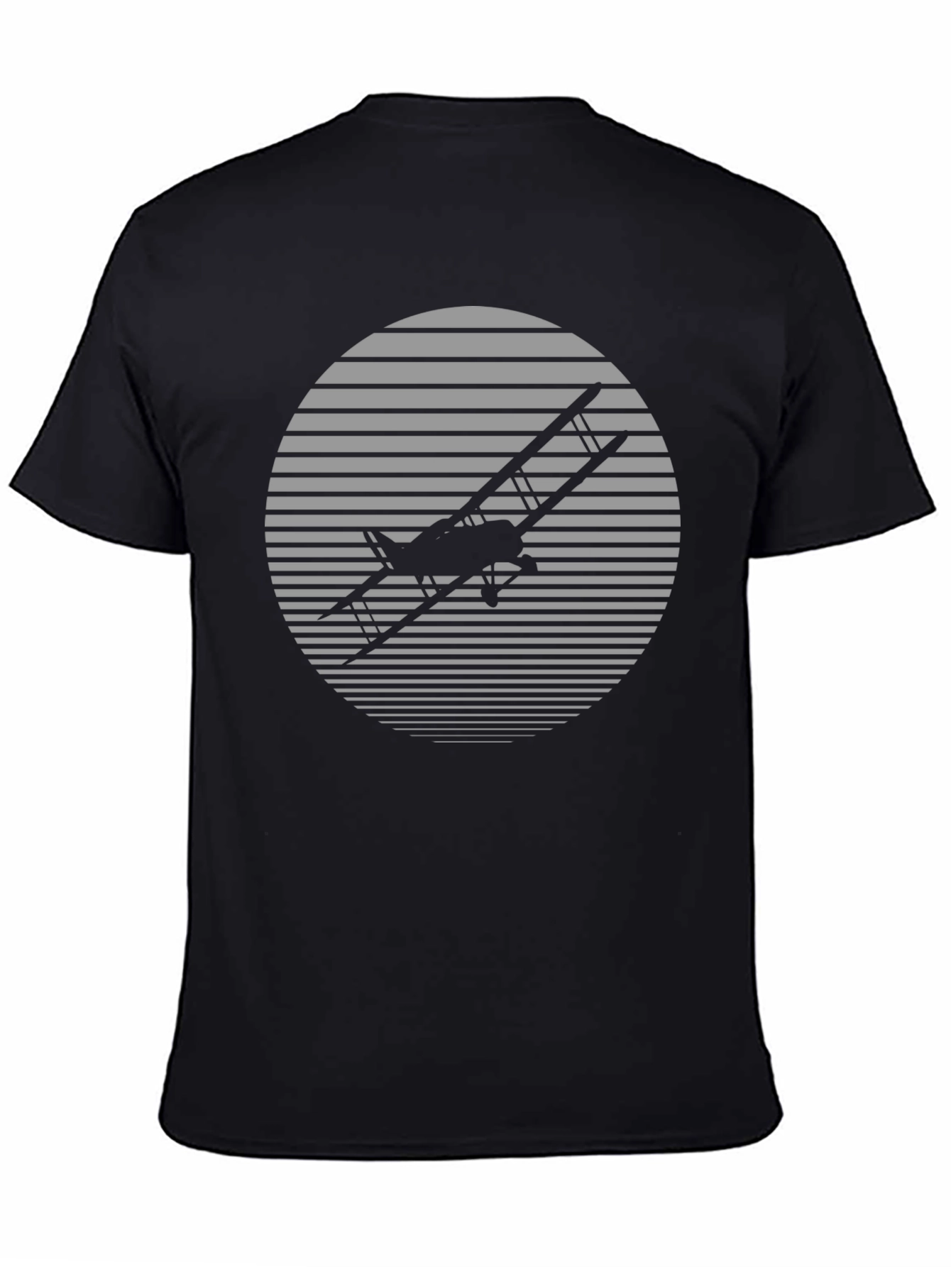 Black Vintage Airplane T-Shirt - Retro Style Black Tee view 4