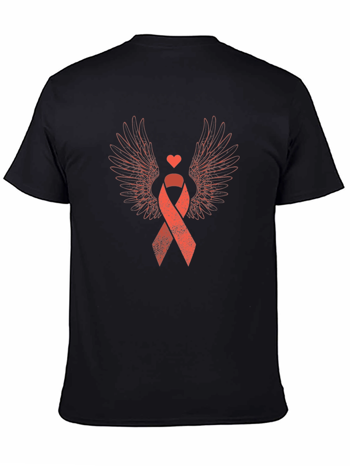 Black Heart & Wings Awareness Ribbon Graphic Tee view 4