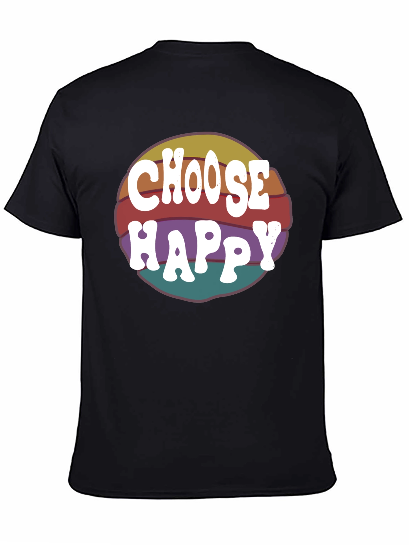 Black Choose Happy Retro T-Shirt - Positive Vibes Tee view 4
