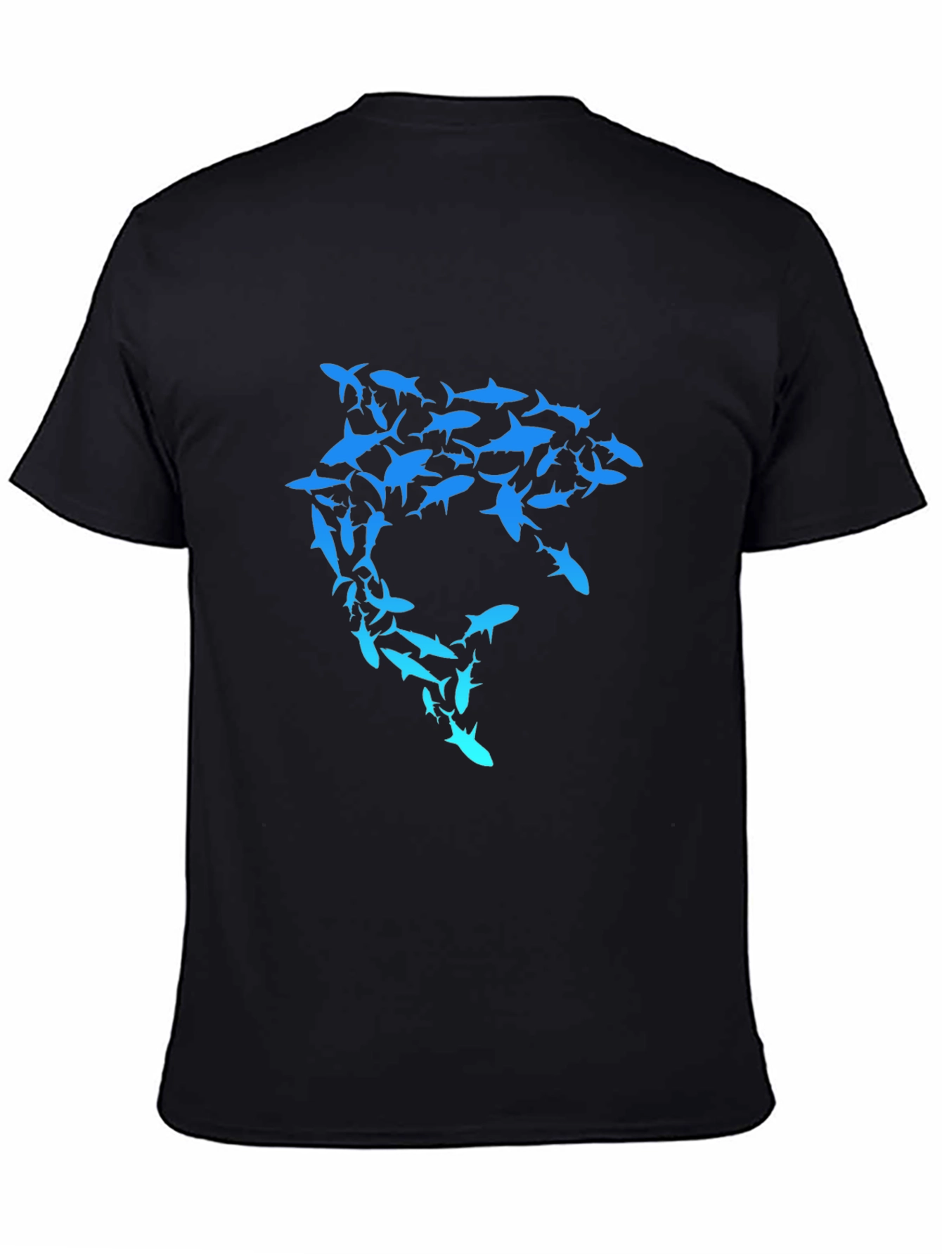 Black Shark Swarm Graphic T-Shirt - Unique Design view 4