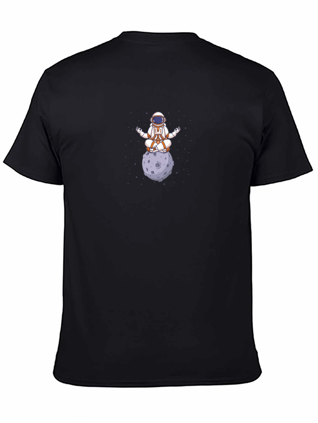 Black Meditating Astronaut T-Shirt - Cosmic Zen view 4
