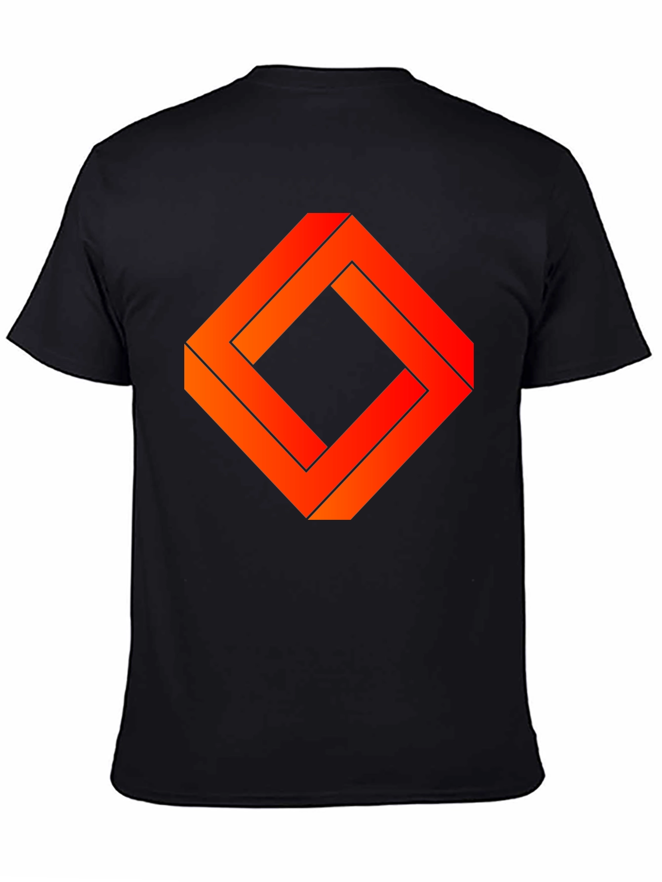Black Geometric Illusion Graphic Tee - Abstract Design Shirt view 4