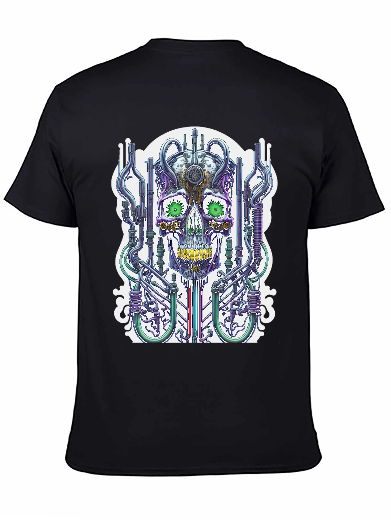 Black Cyberpunk Skull T-Shirt - Unique Graphic Tee view 4