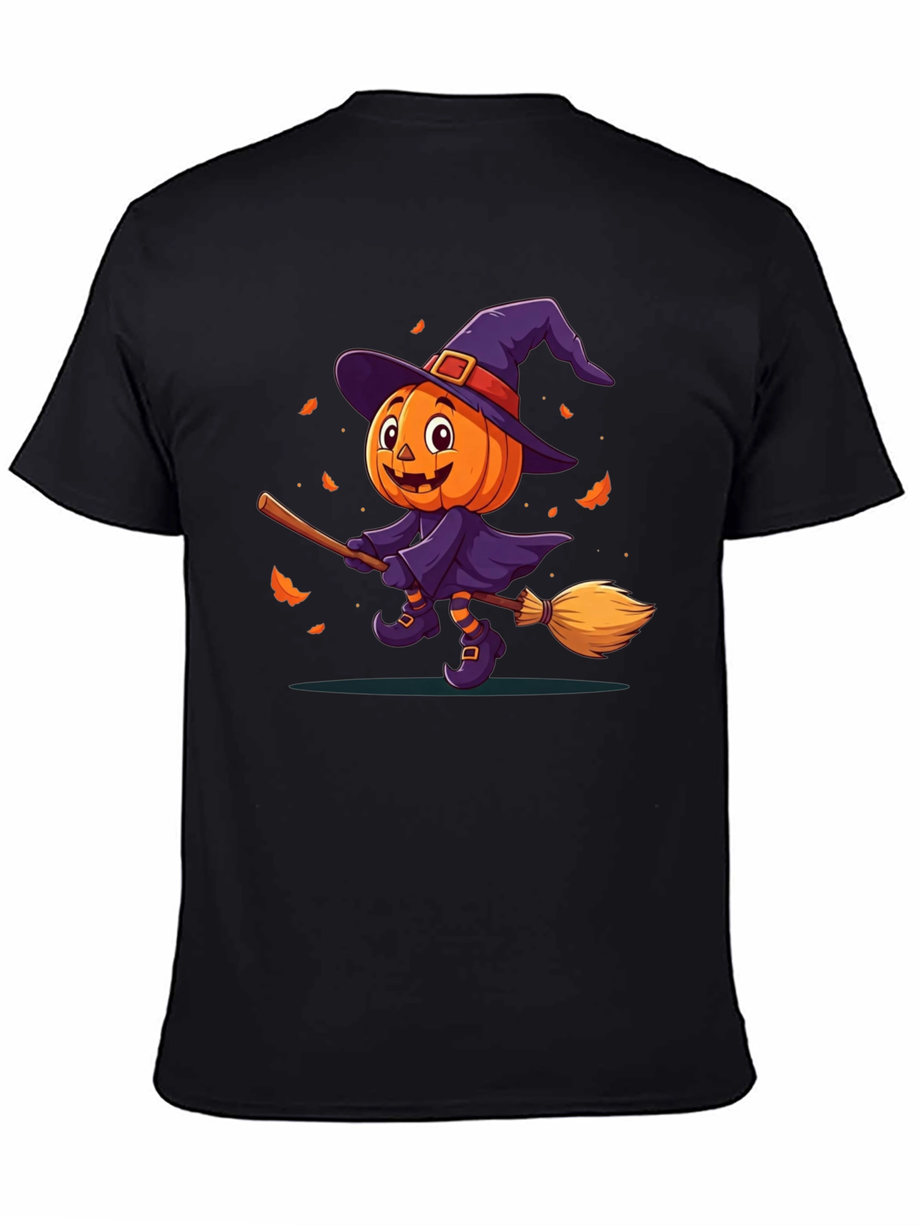 Black Halloween Pumpkin Witch T-Shirt view 4