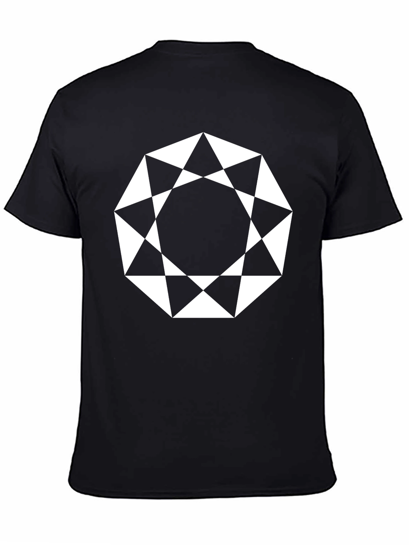Black Geometric Octagon Graphic Tee - Modern Black Shirt view 4