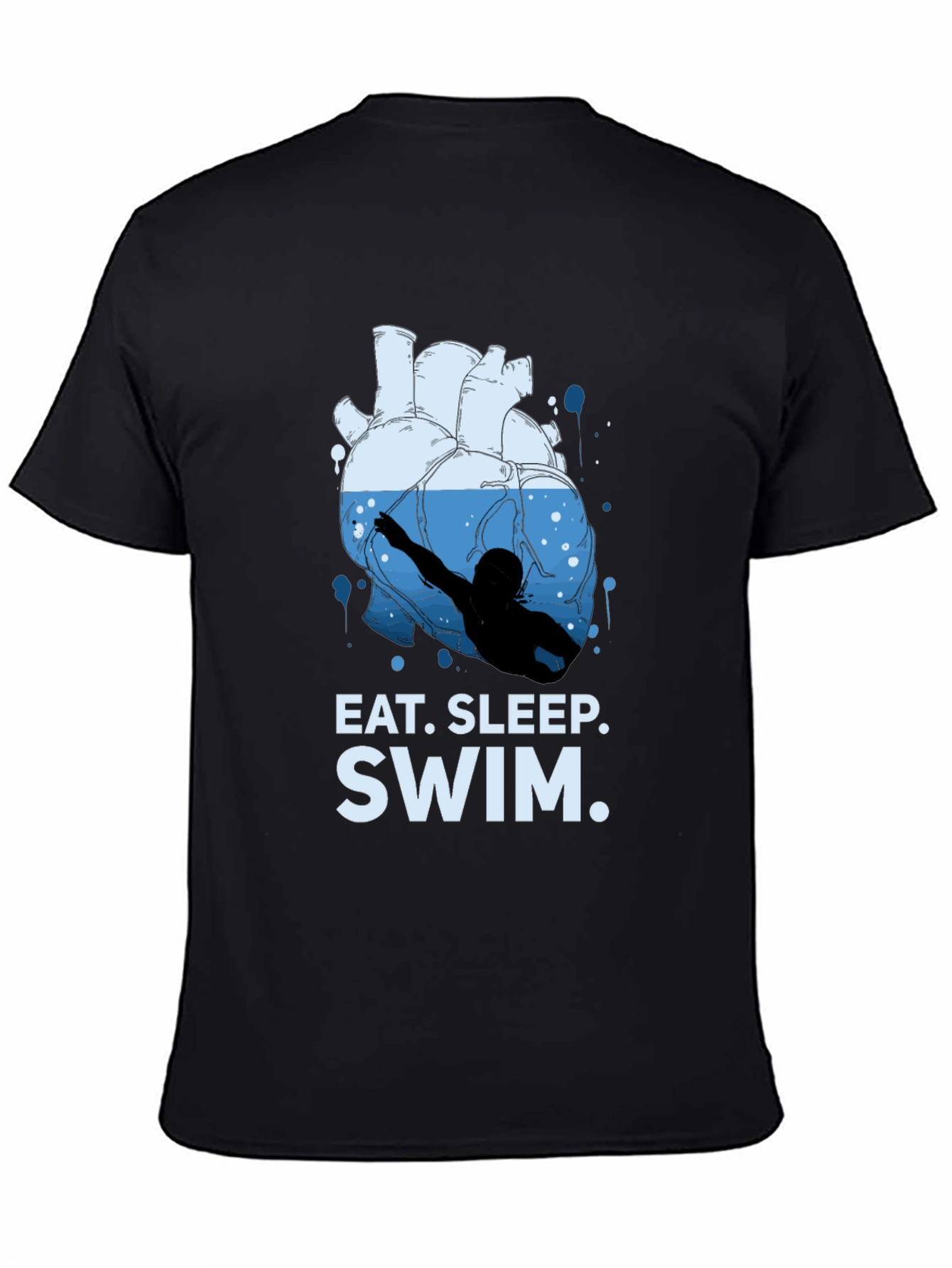 Black Eat Sleep Swim Heart Graphic T-Shirt view 4