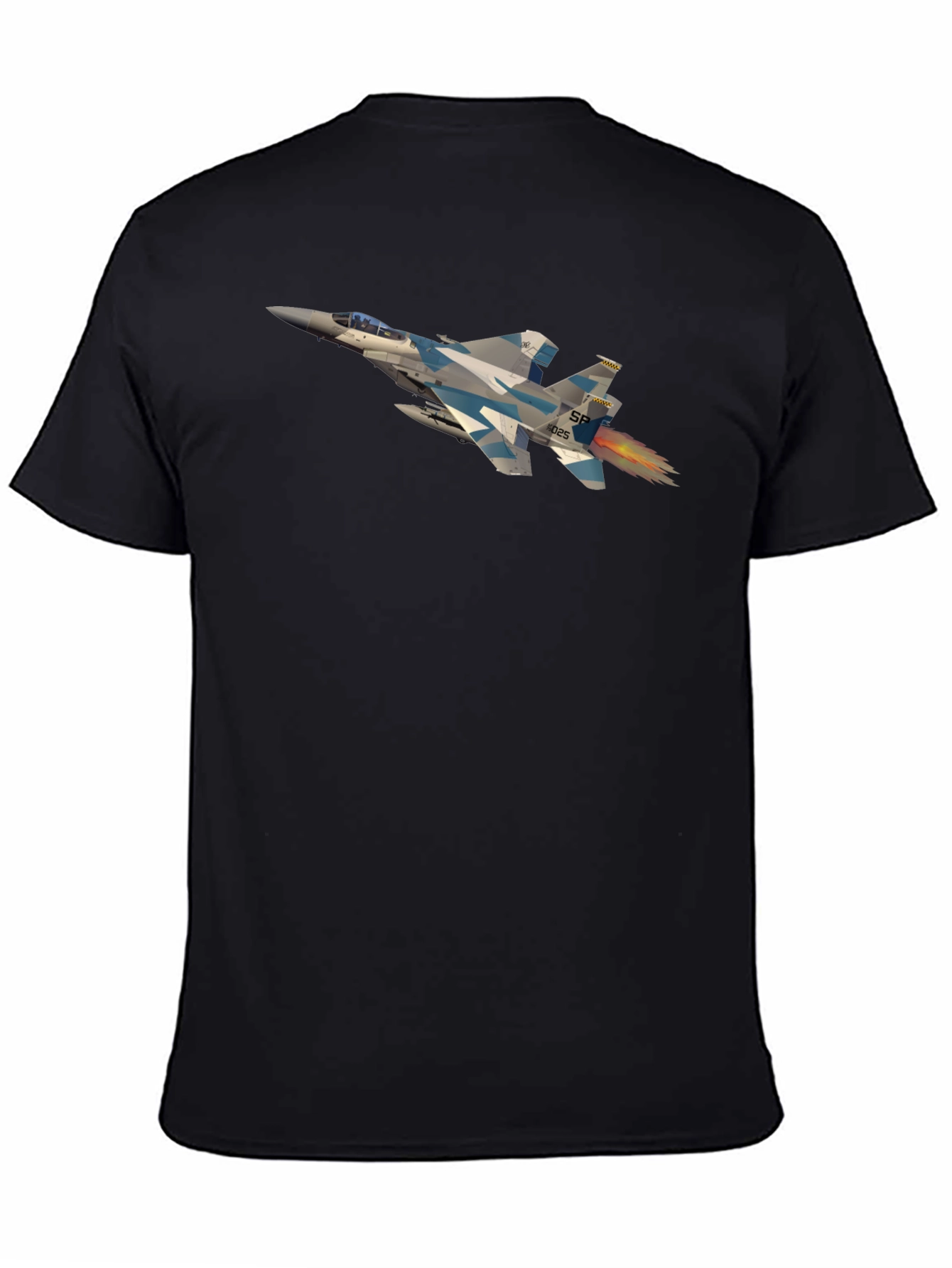 Black Jet Fighter Graphic Tee - Black Crew Neck view 4