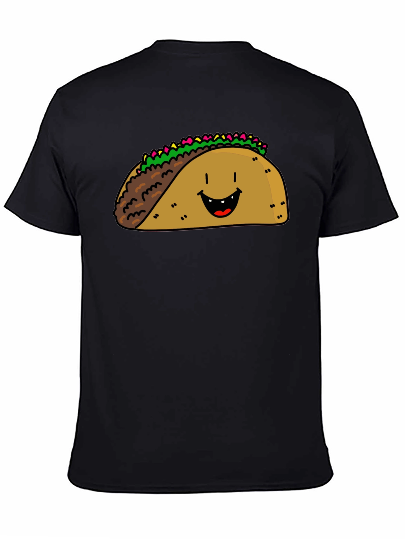 Black Happy Taco Graphic Tee - Black Cotton Blend view 4