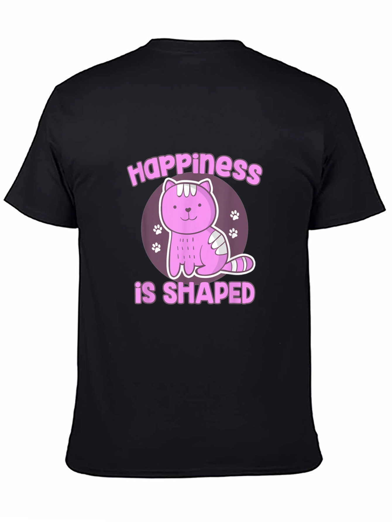 Black Happiness Shaped Cat T-Shirt view 4