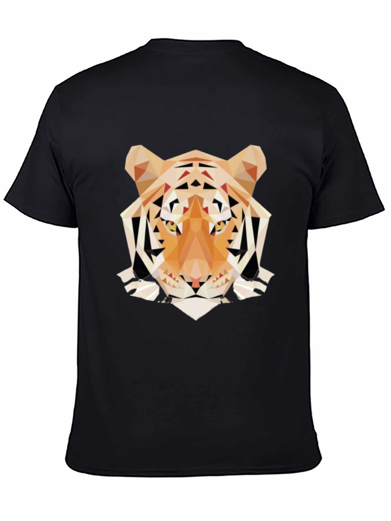 Black Geometric Tiger Graphic Tee - Trendy Men's Black T-Shirt view 4
