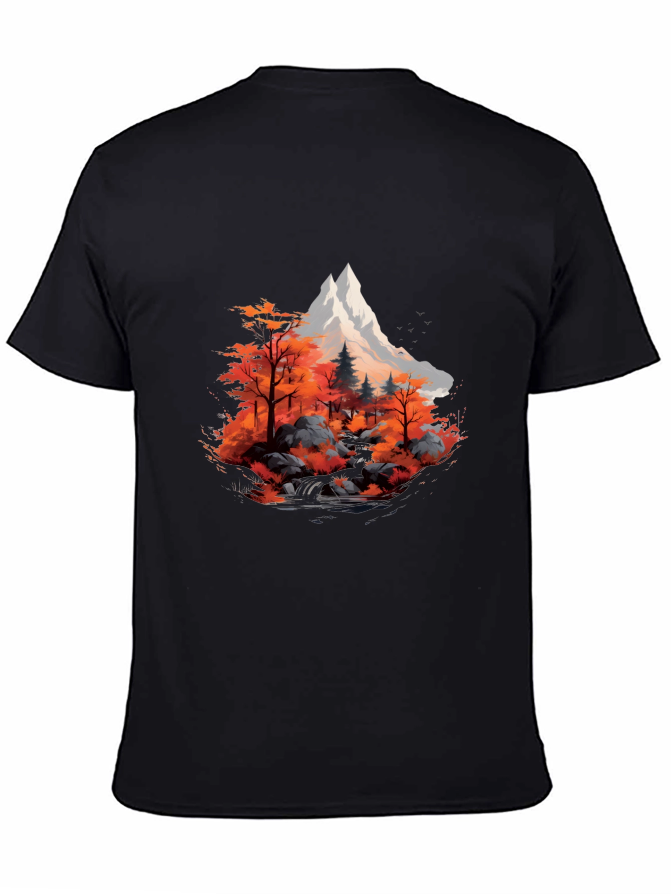Black Mountain & Autumn Forest Graphic Black Tee view 4