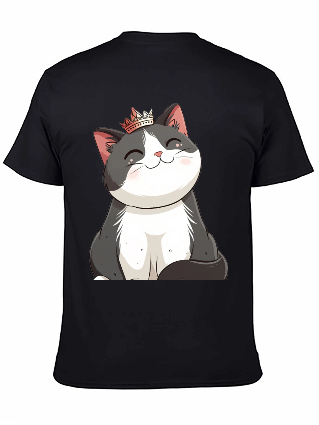 Black Cute Cat Crown T-Shirt - Men's Black Tee view 4