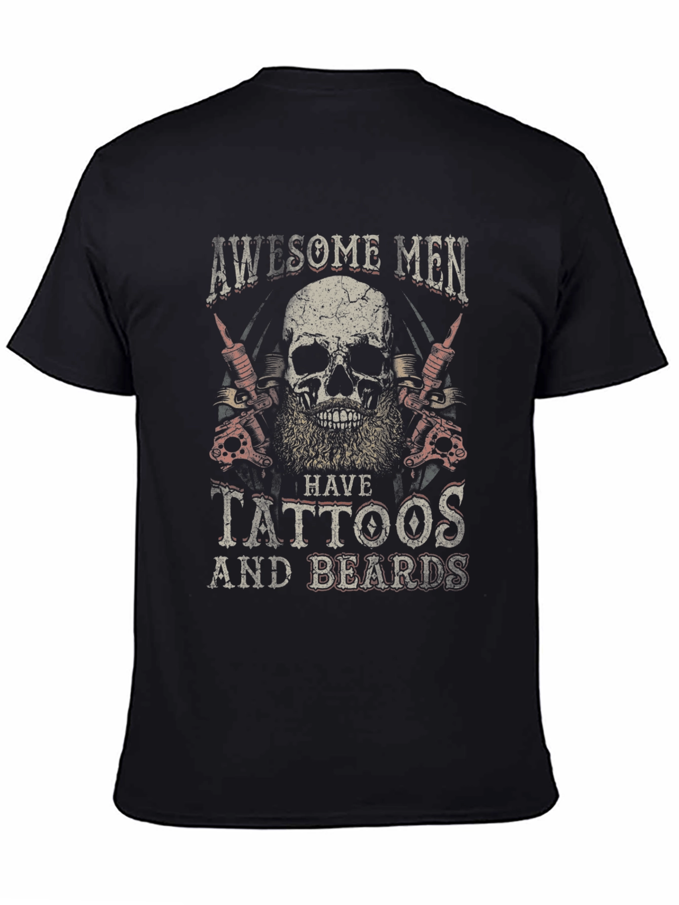 Black Awesome Men Tattoo & Beard Graphic Tee view 4