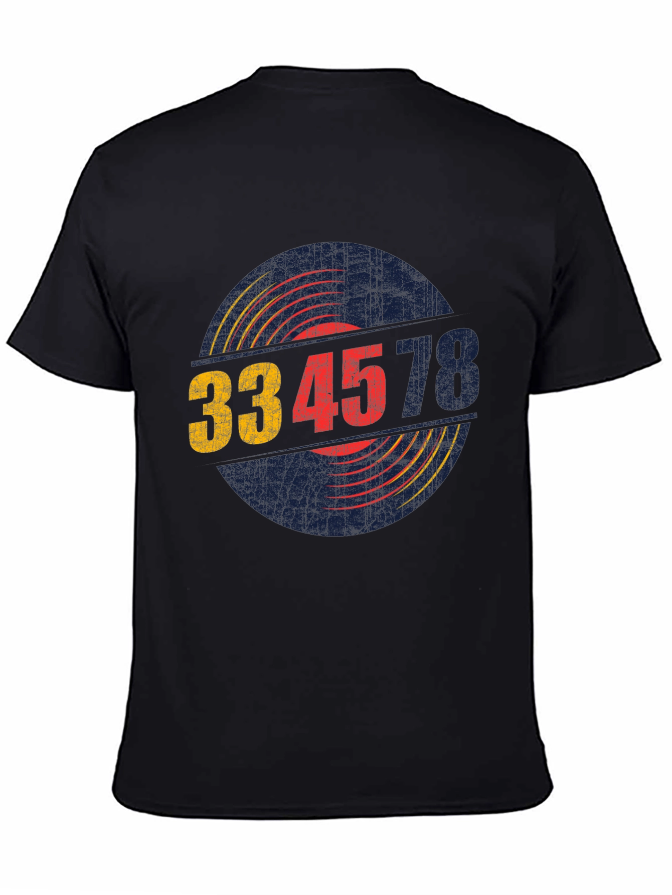 Black Vintage Record Player Speed T-Shirt view 4