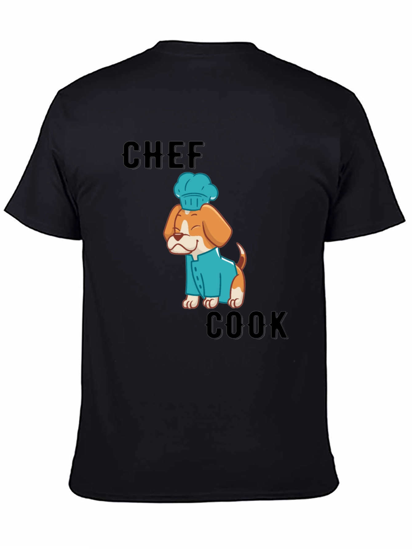 Black Chef Cook Dog T-Shirt: Cute Culinary Canine Tee view 4
