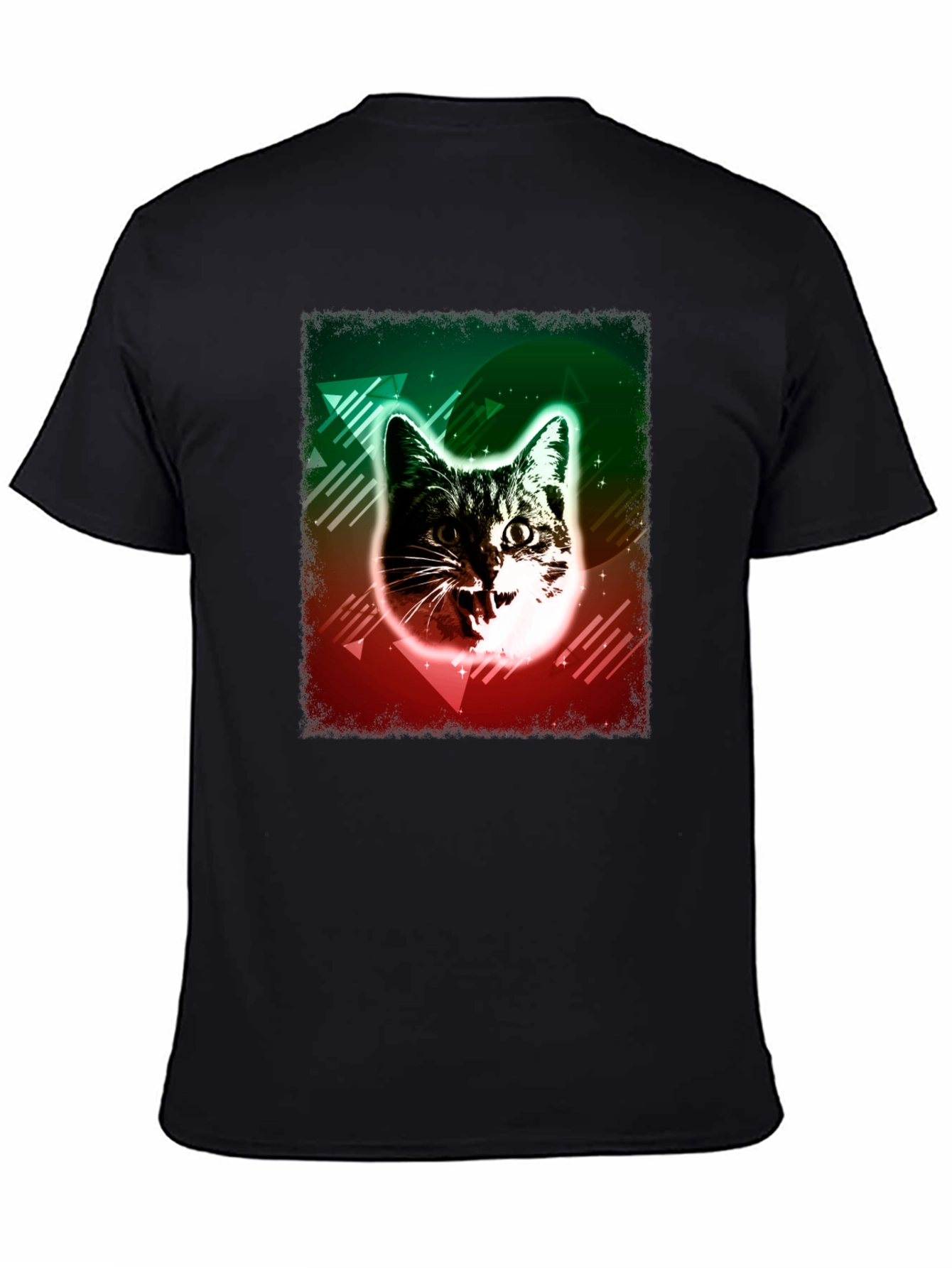 Black Retro Cat Graphic Tee - Black Cotton Comfort view 4