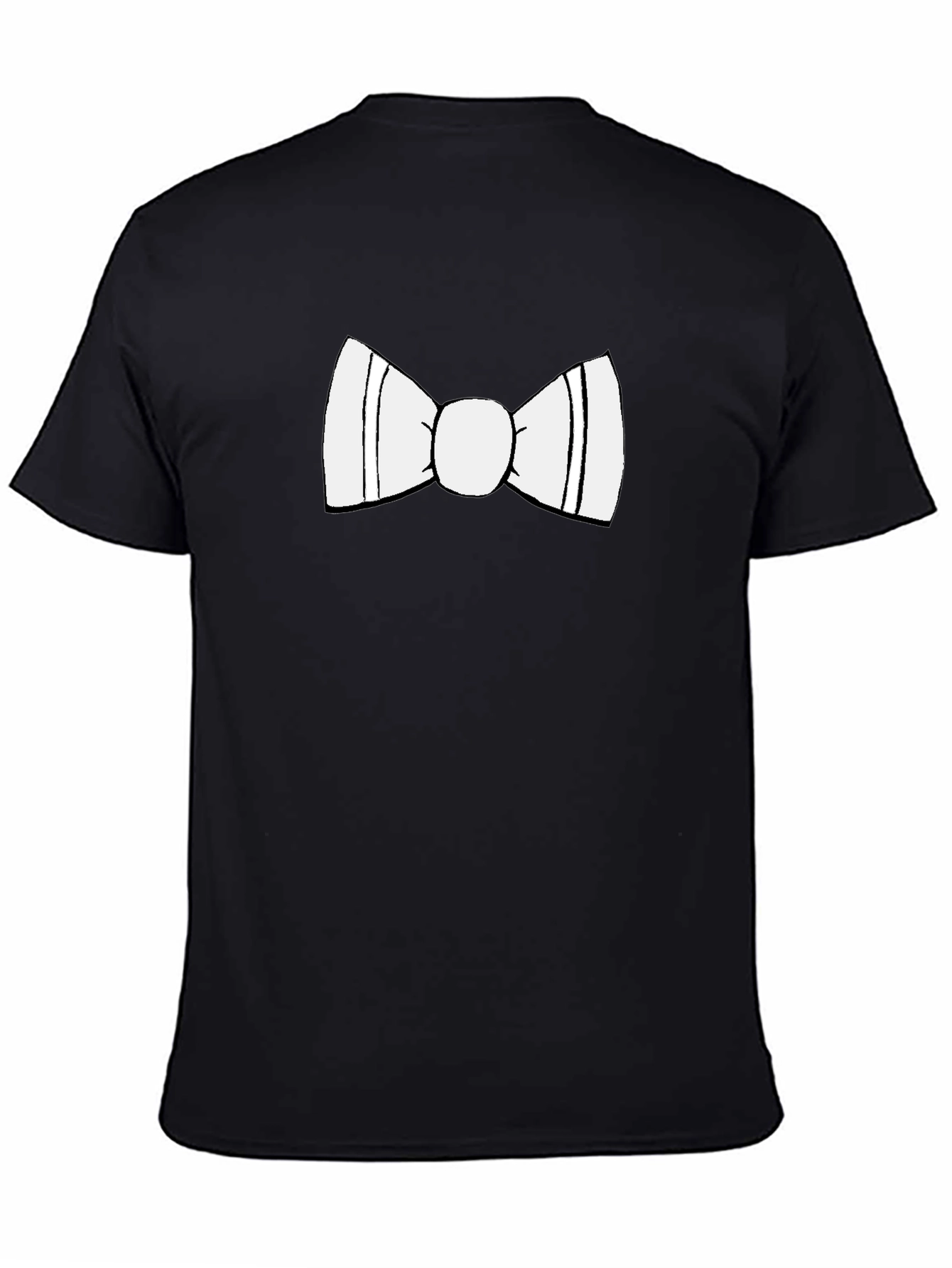 Black Black T-Shirt with White Bow Tie Design view 4