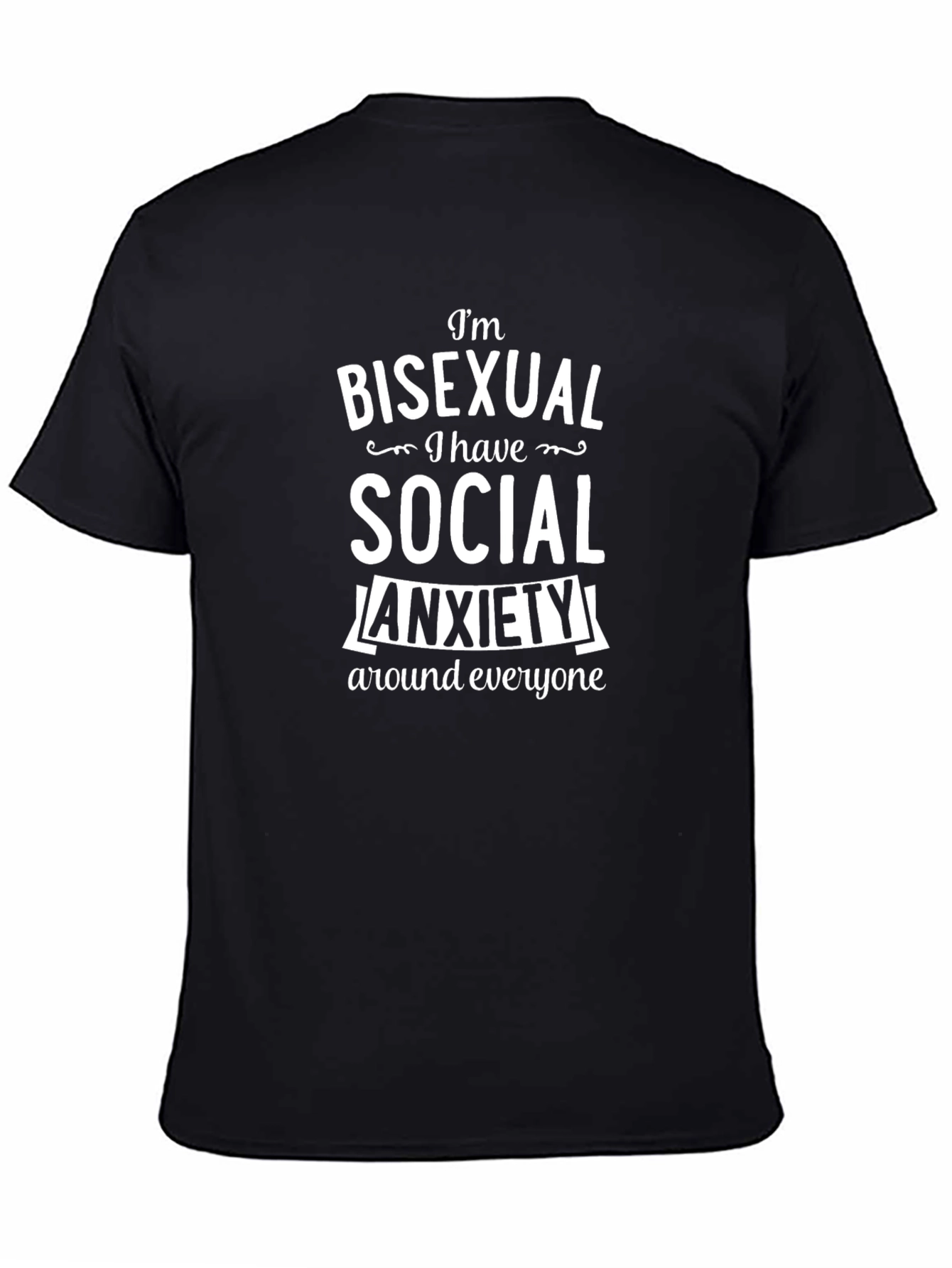 Black Bisexual Social Anxiety T-Shirt - Funny Graphic Tee view 4