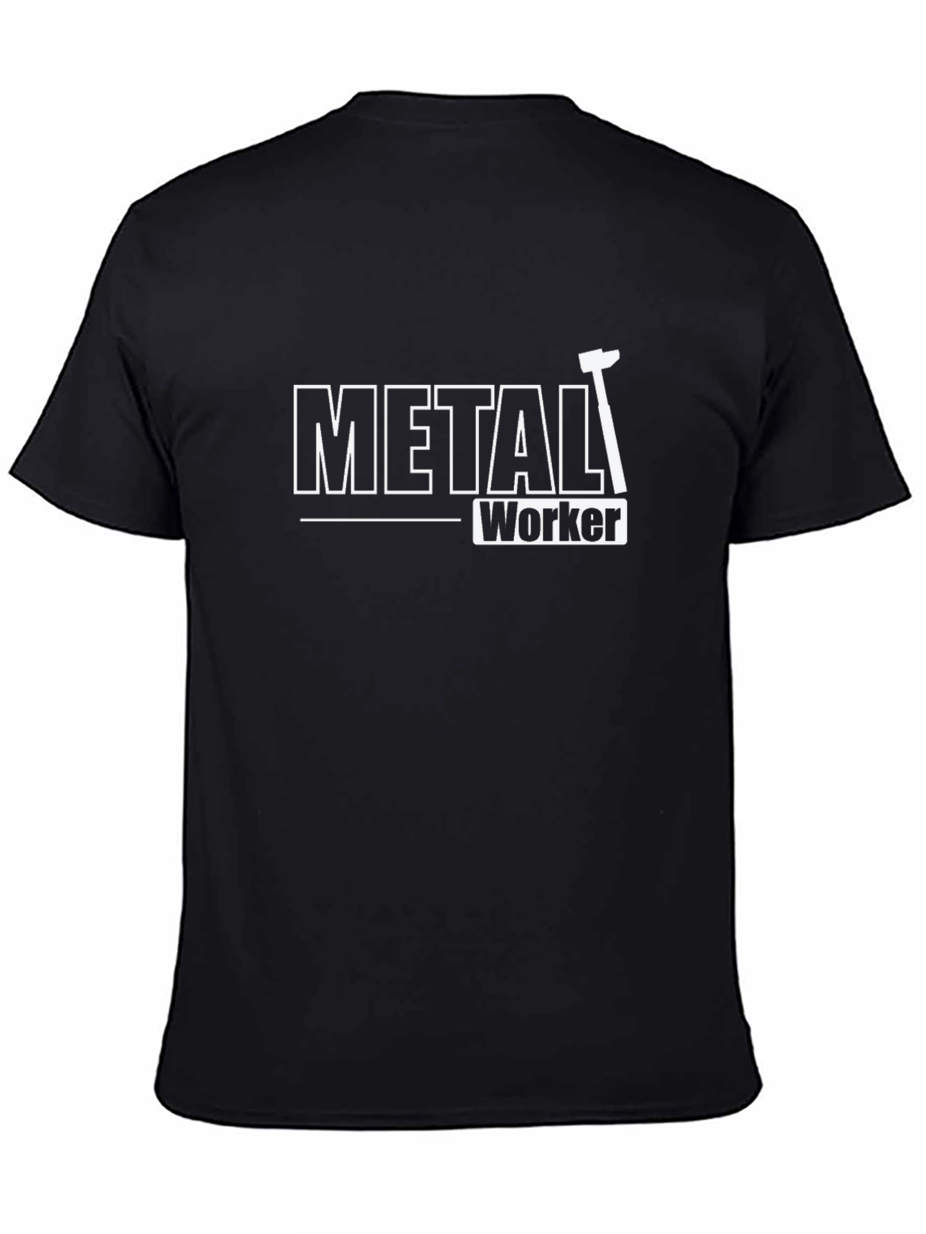 Black Metal Worker T-Shirt - Black Crew Neck Tee view 4